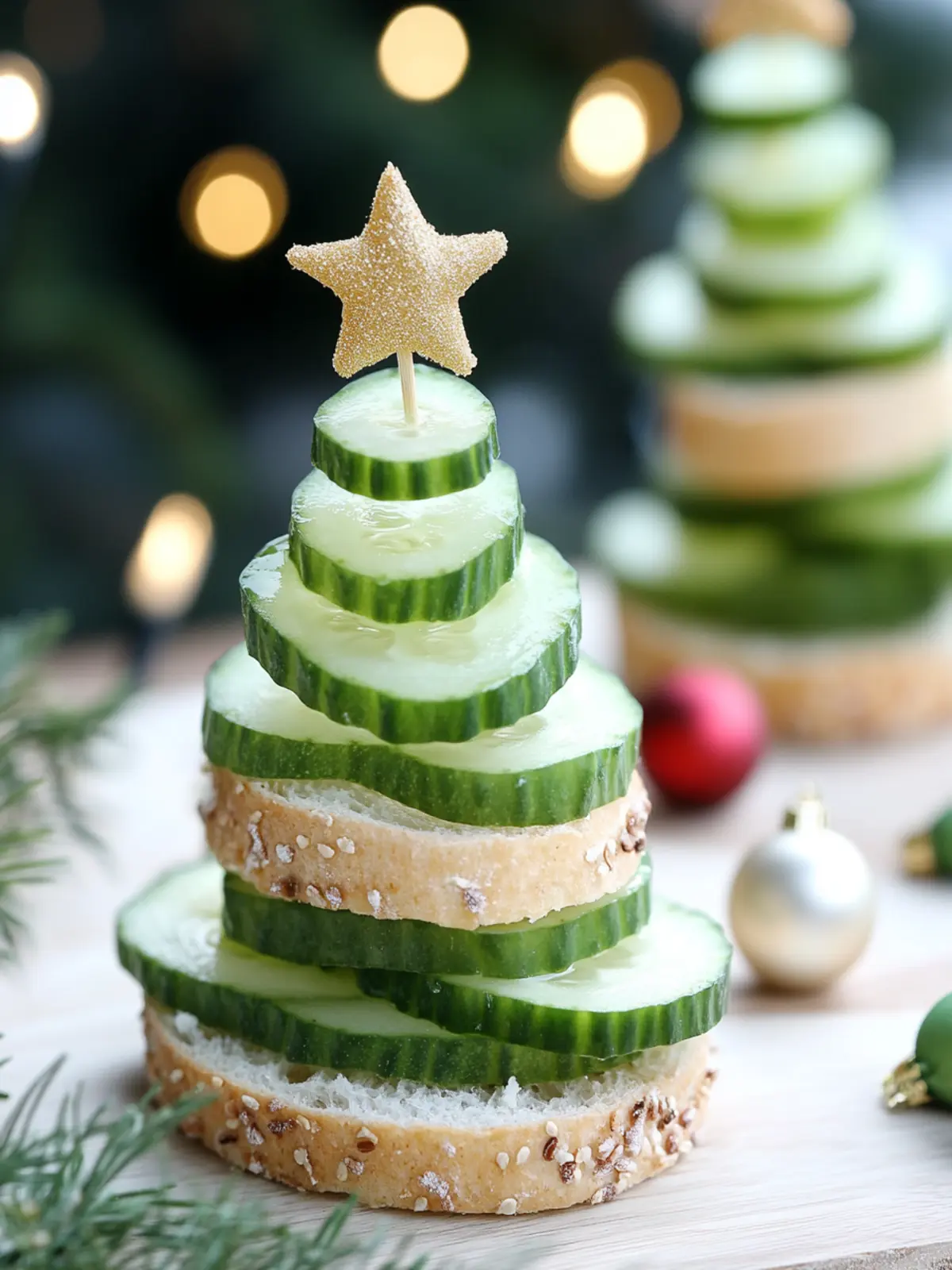 Christmas Tree Cucumber Sandwiches