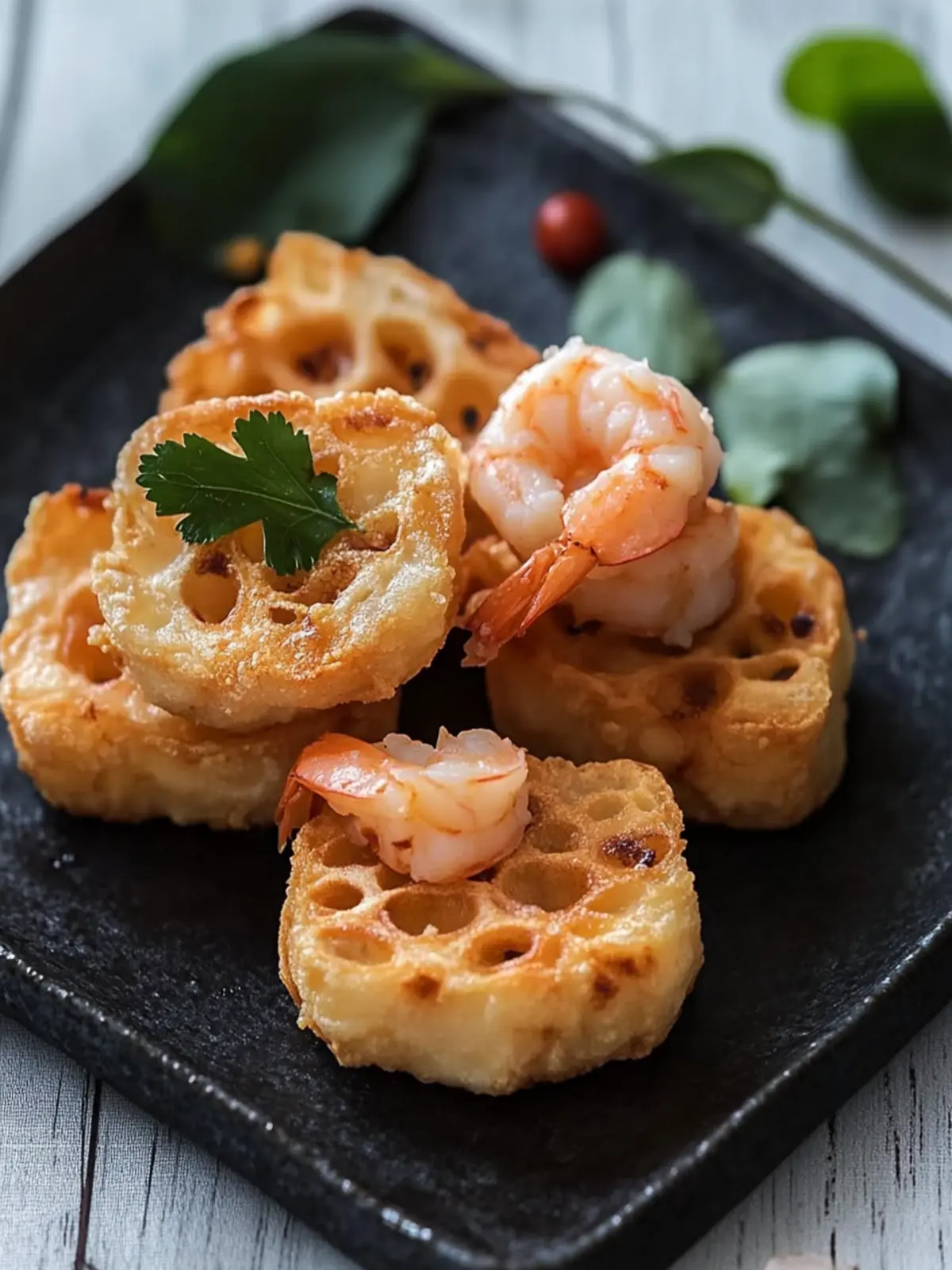 Deep Fried Lotus Root and Prawn Sandwiches