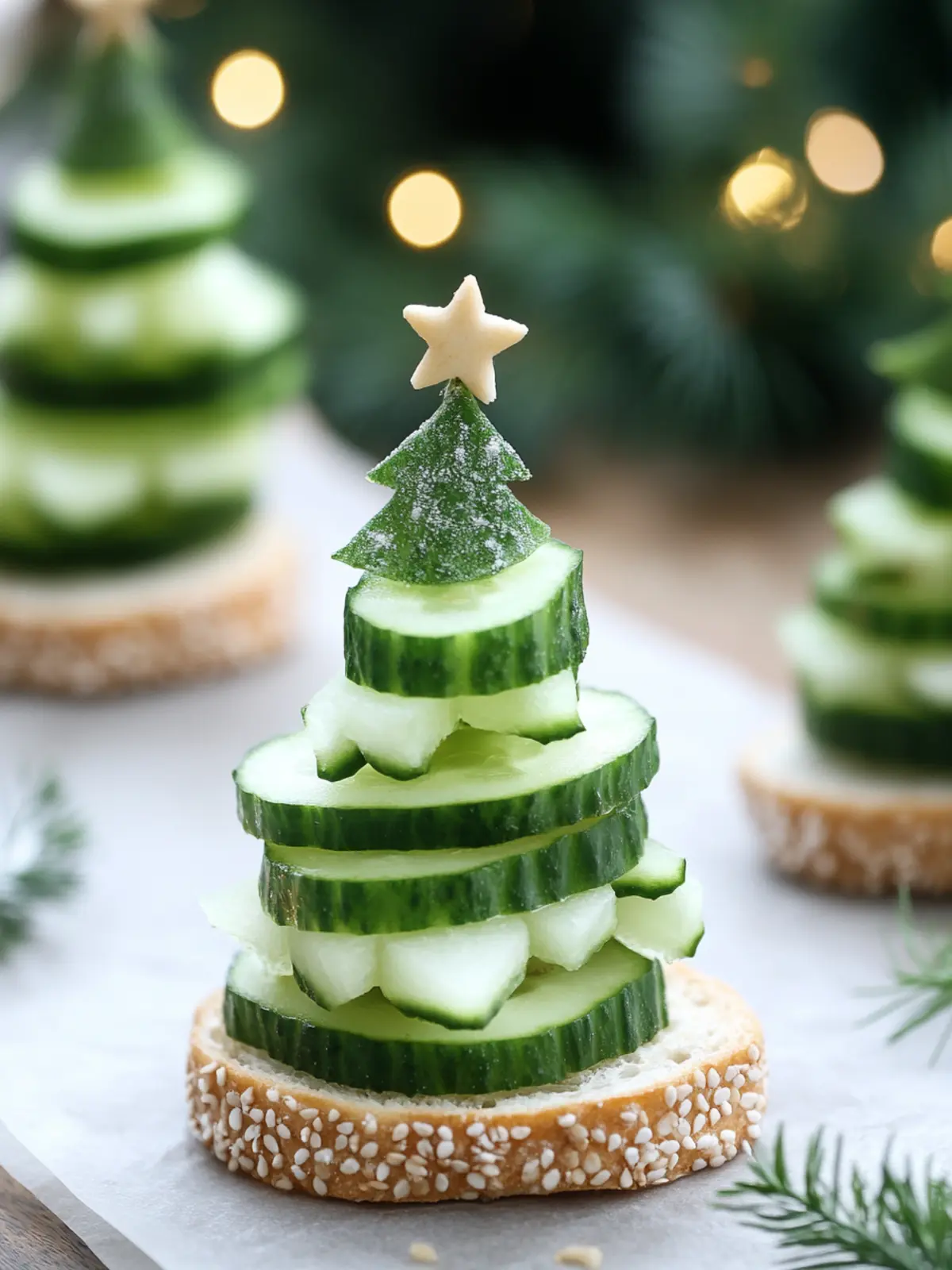 Christmas Tree Cucumber Sandwiches