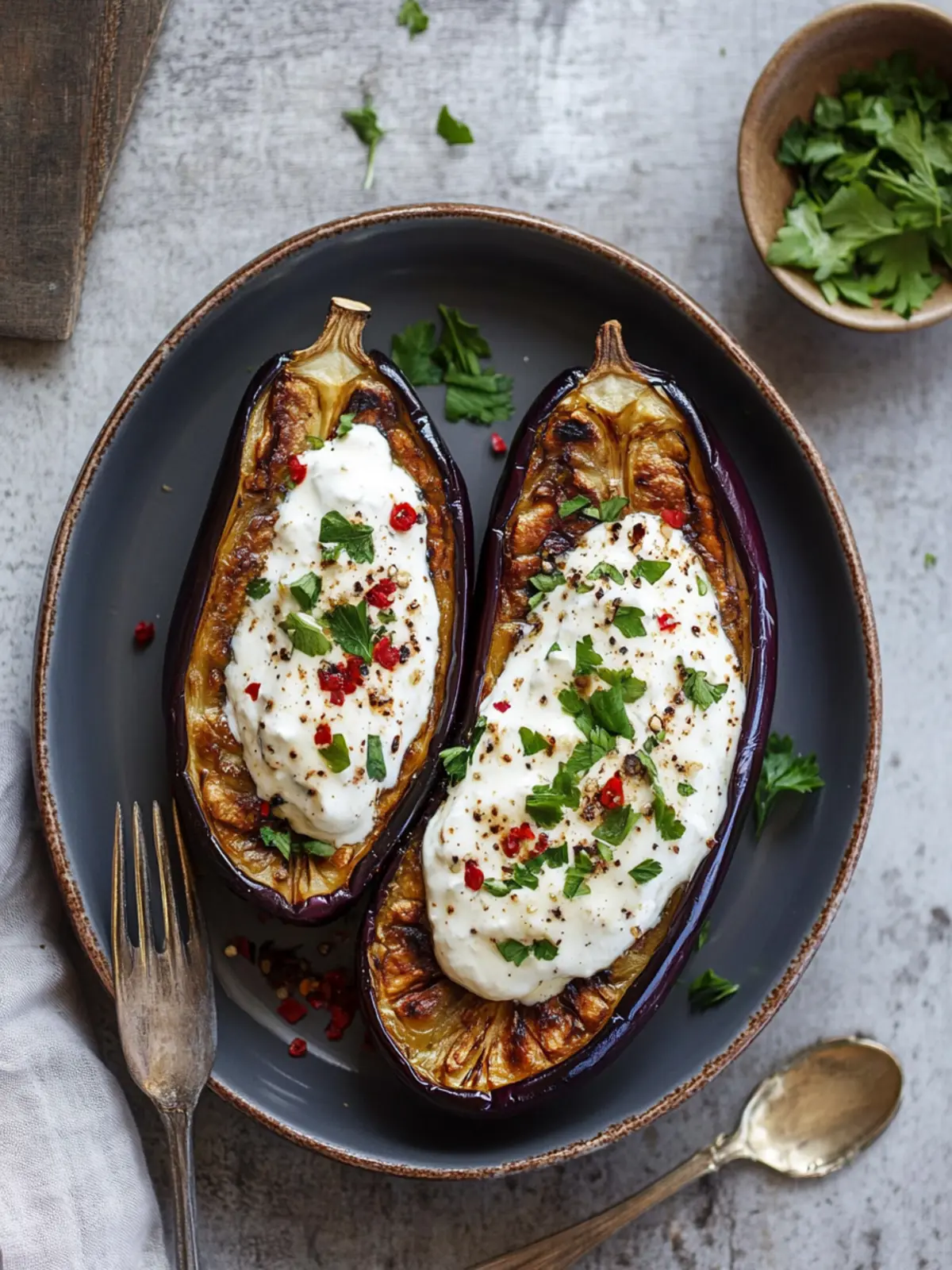Roasted Eggplant with Yogurt Sauce