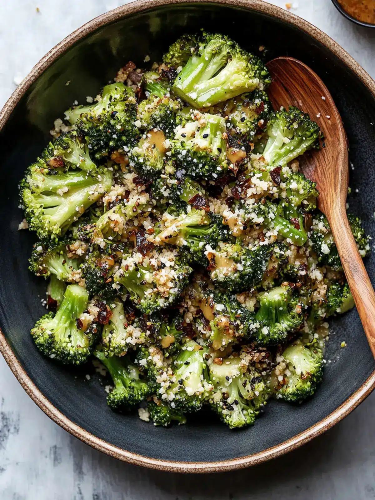 Roasted Broccoli Salad with Miso Caesar Dressing