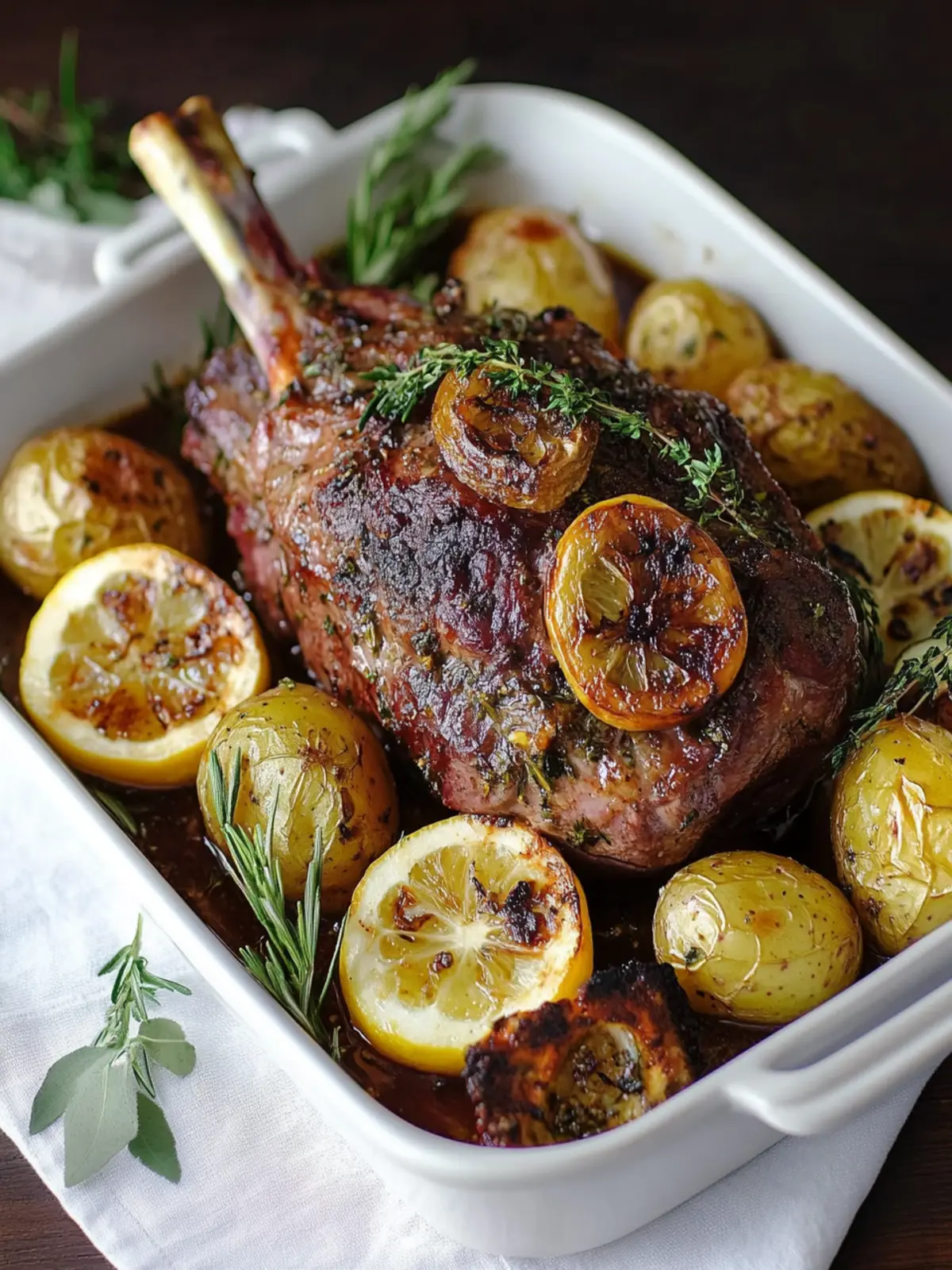 Greek Roast Leg of Lamb with Lemon Potatoes