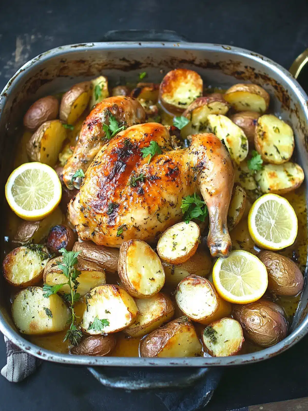 Roasted Lemon Chicken with Coriander Potatoes