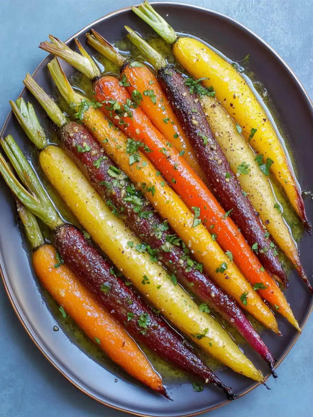 Roasted Rainbow Carrots with an Orange-Shallot Vinaigrette