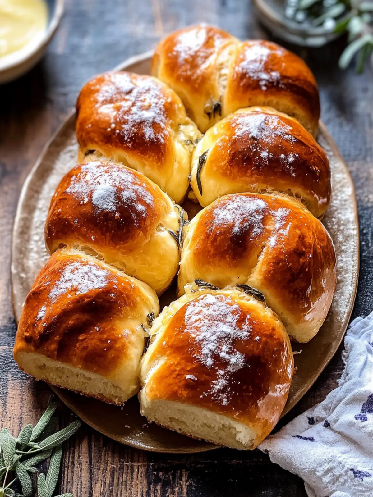 Salted Sage Honey Butter Brioche Rolls.