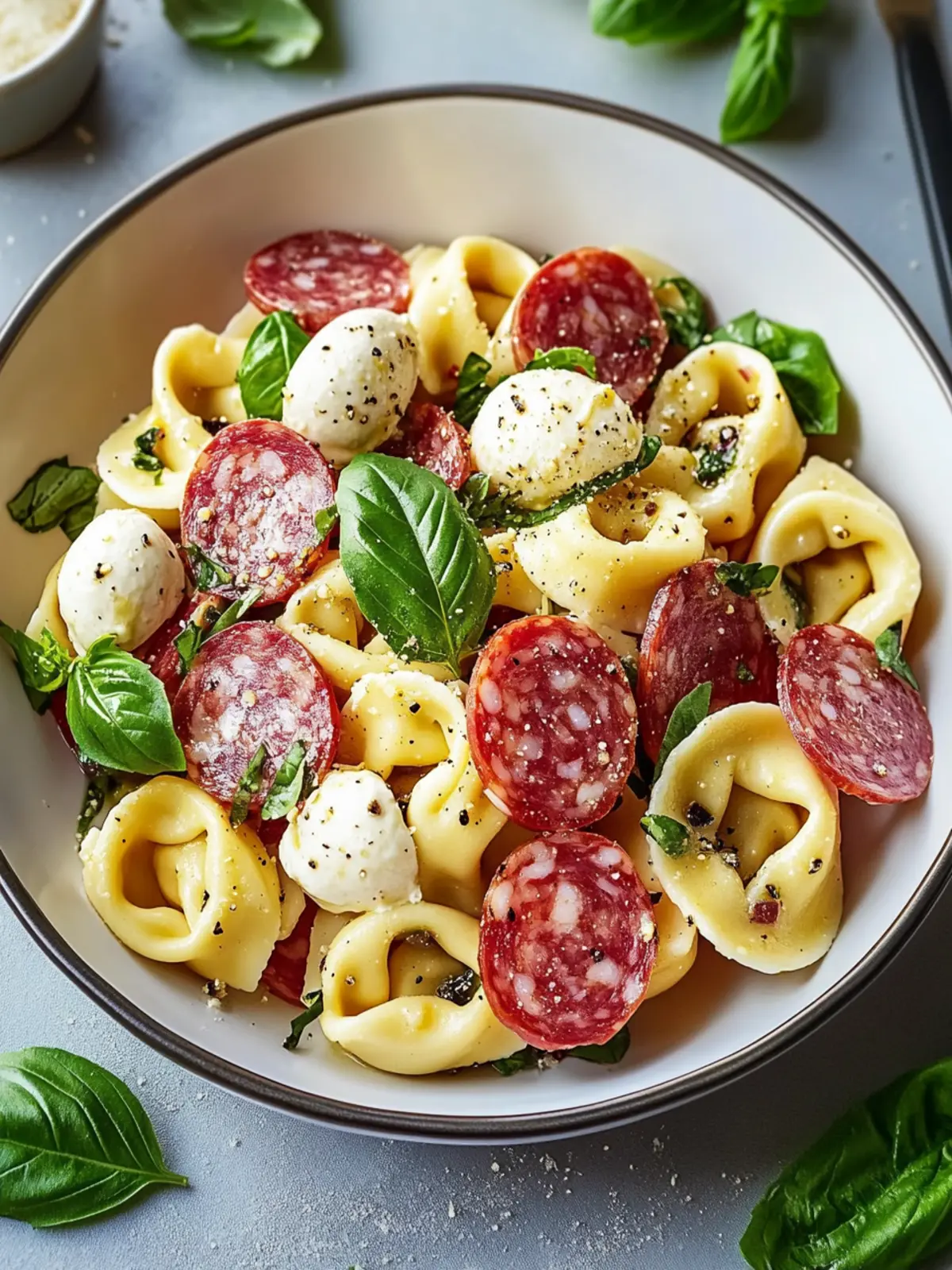 Salami-Mozzarella Tortellini Pasta Salad