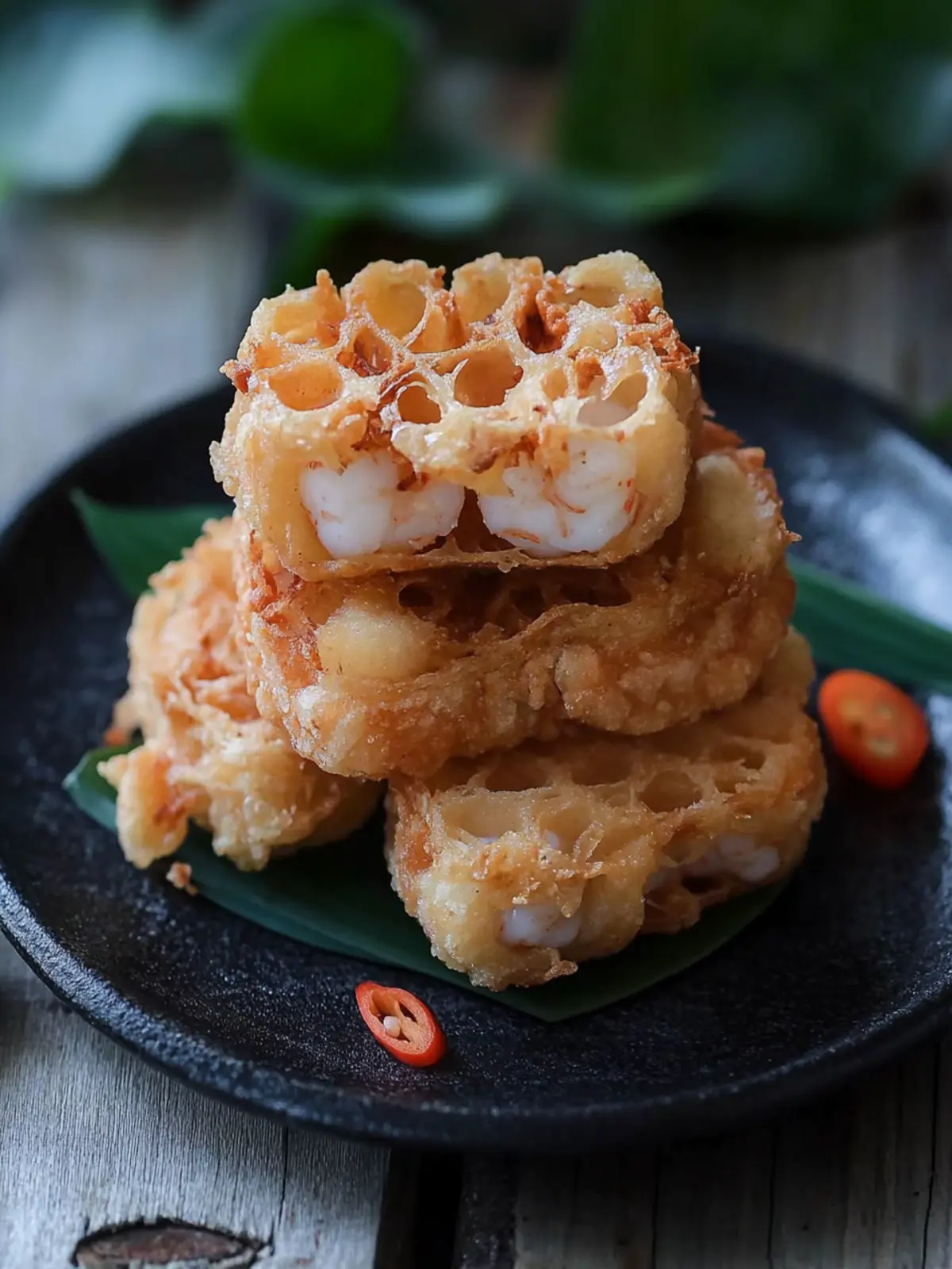 Deep Fried Lotus Root and Prawn Sandwiches