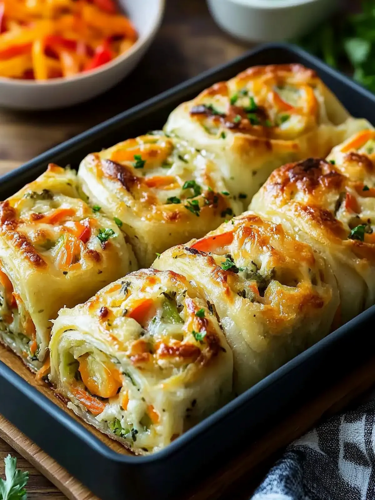 Cheesy Baked Vegetable Rolls