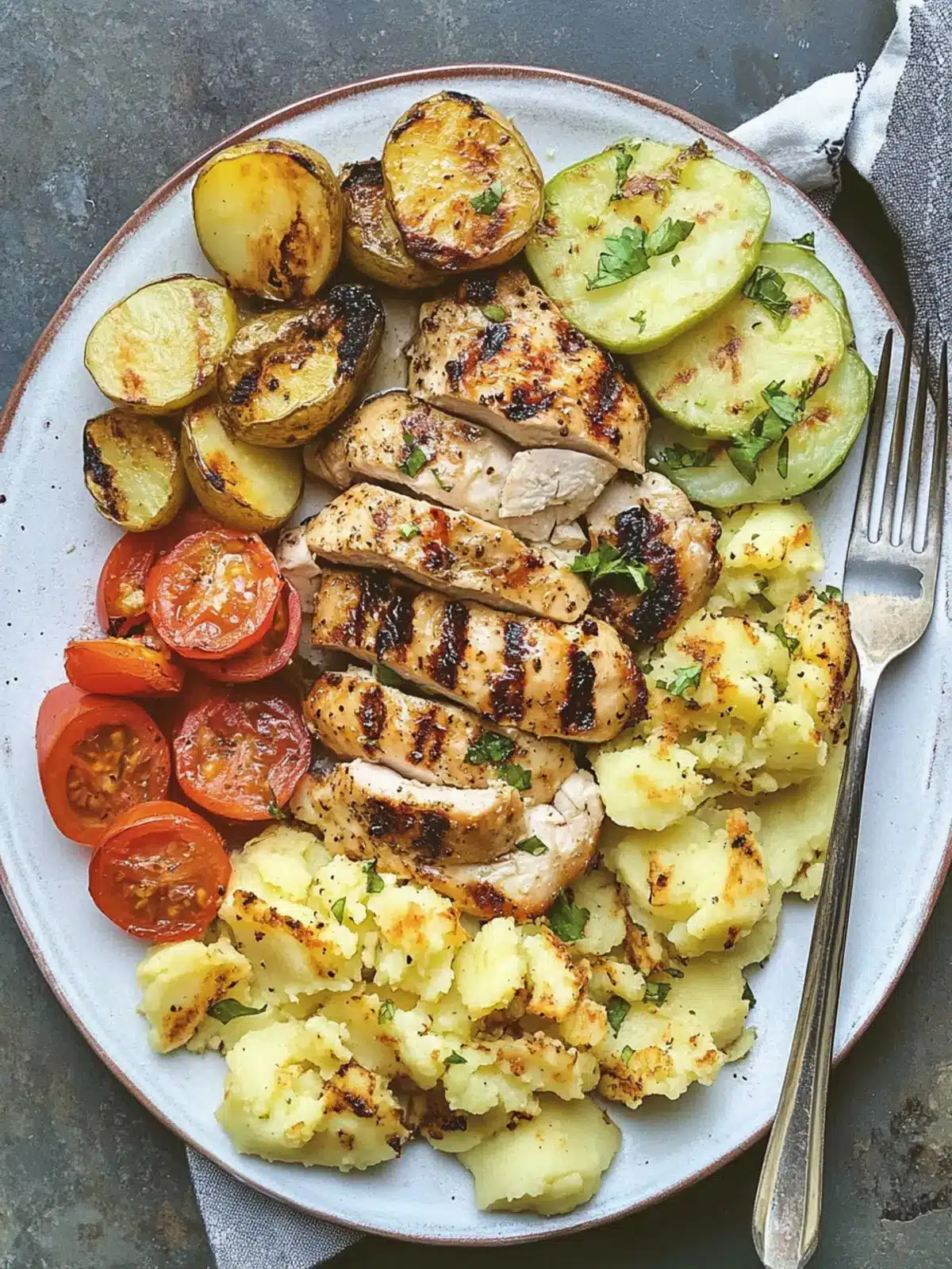 Greek-Style Grilled Chicken with Smashed Potatoes