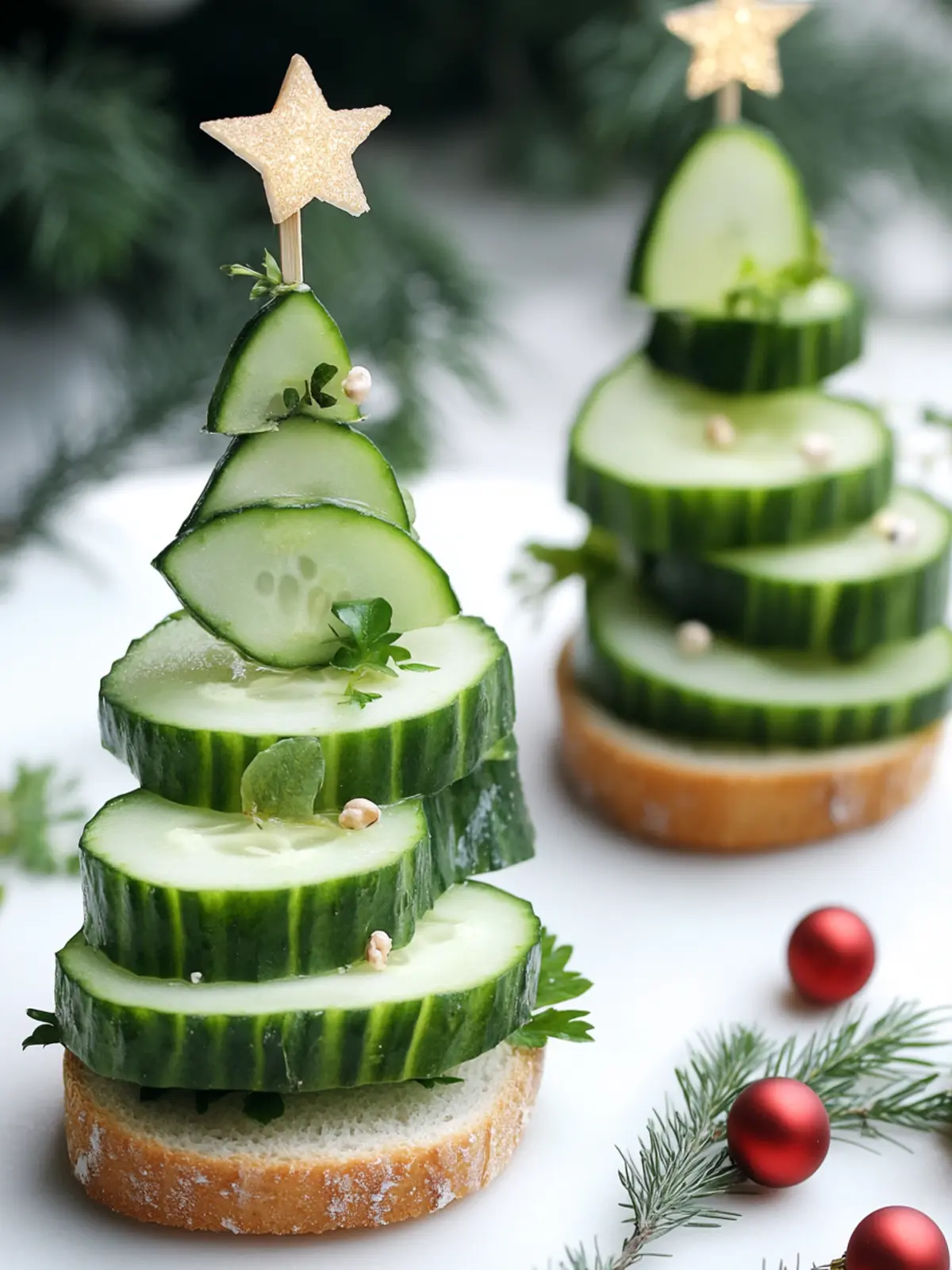 Christmas Tree Cucumber Sandwiches