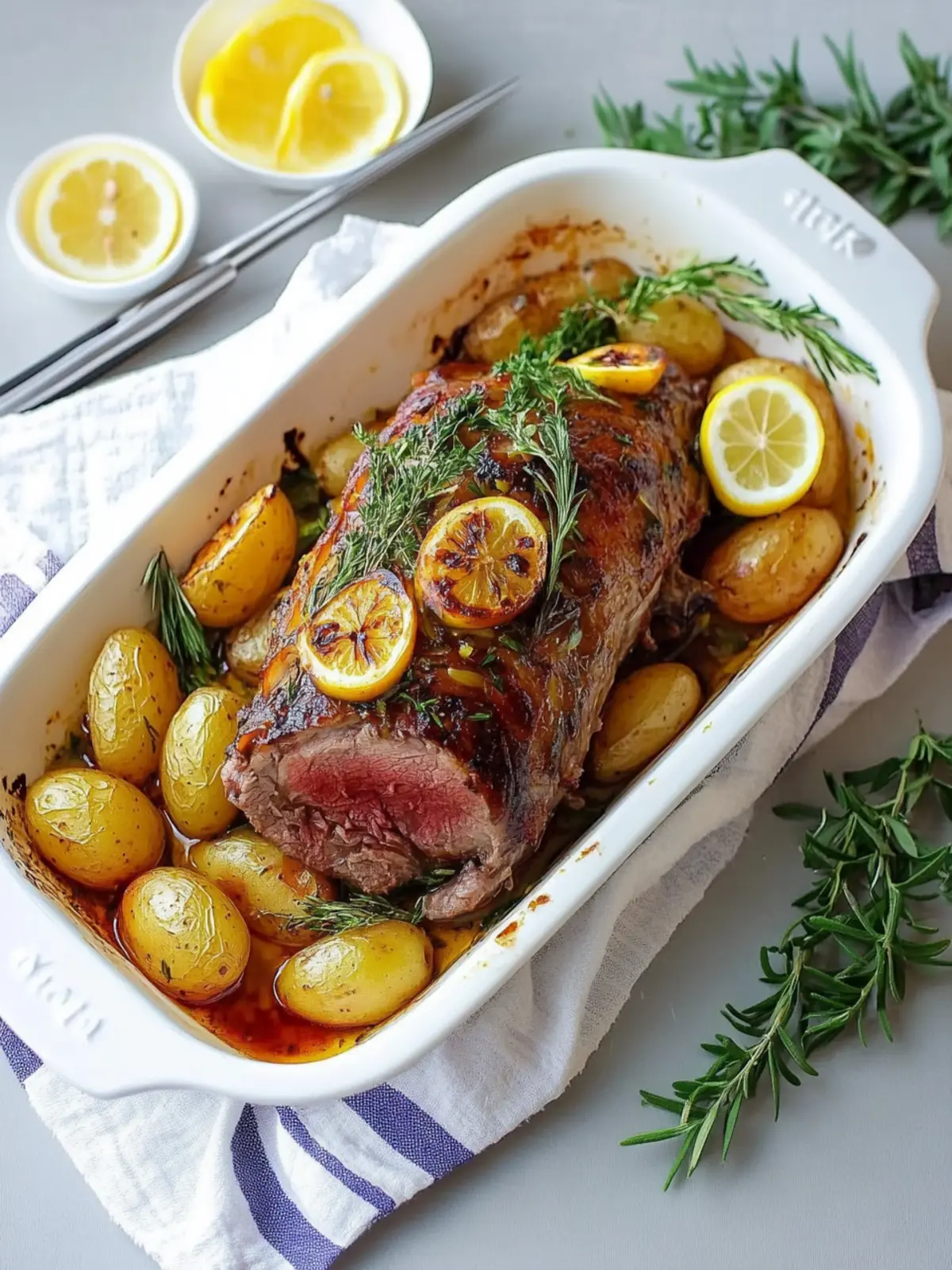 Greek Roast Leg of Lamb with Lemon Potatoes