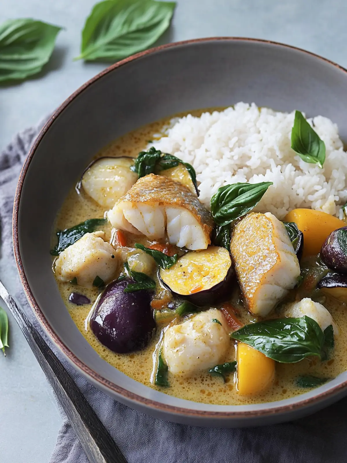 Green Curry With Fish and Eggplant