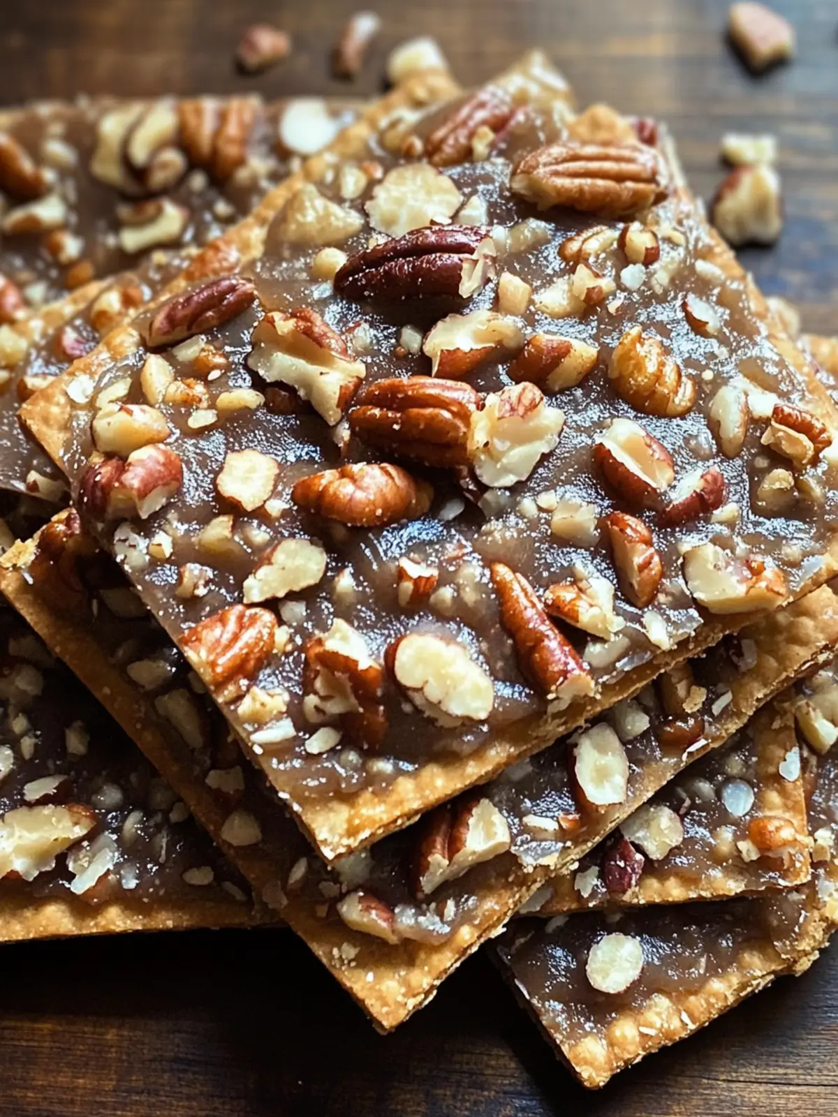 Buttery Pecan Pie Bark with Graham Crackers