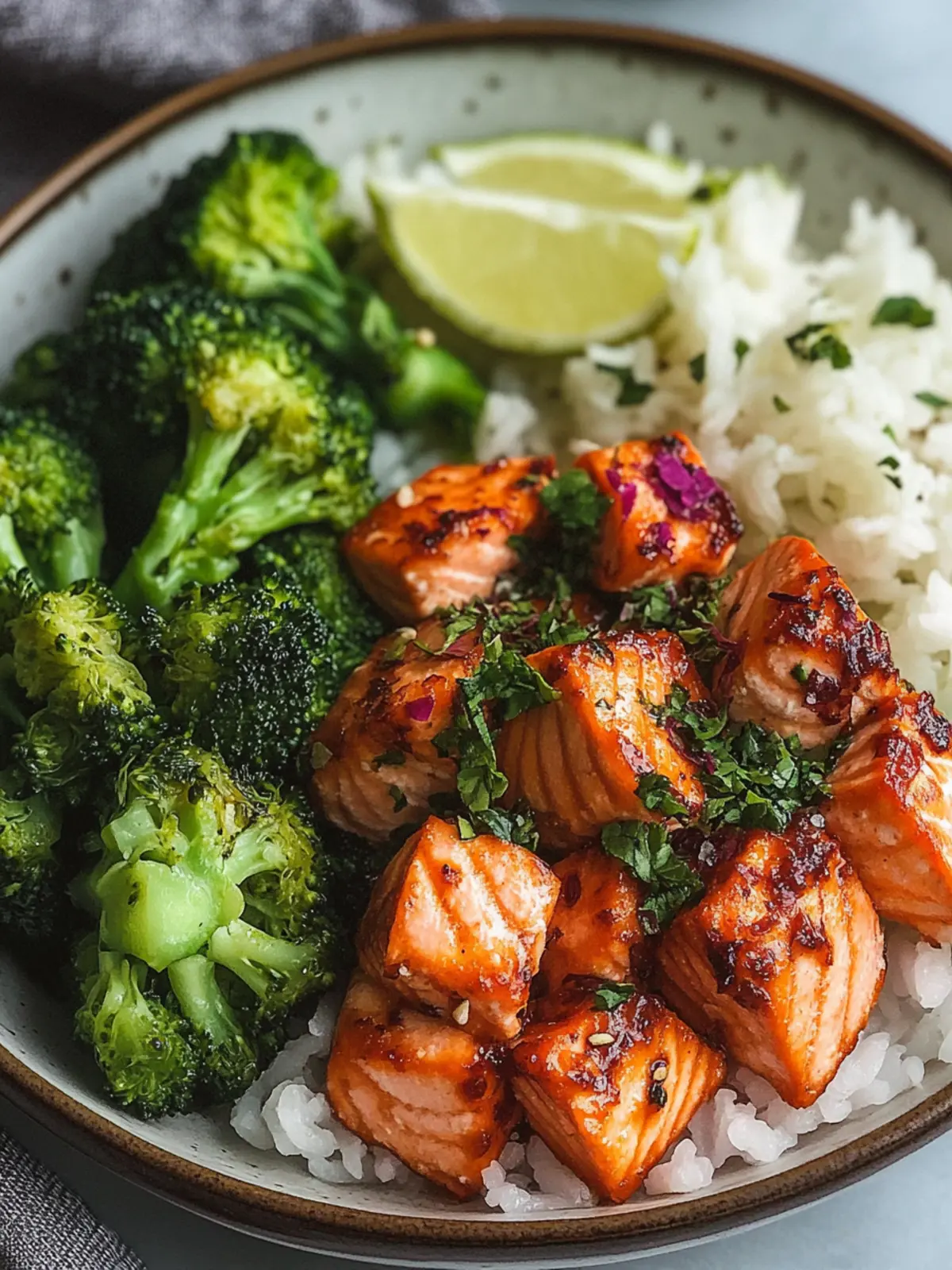 Salmon Bite Bowl with Broccoli