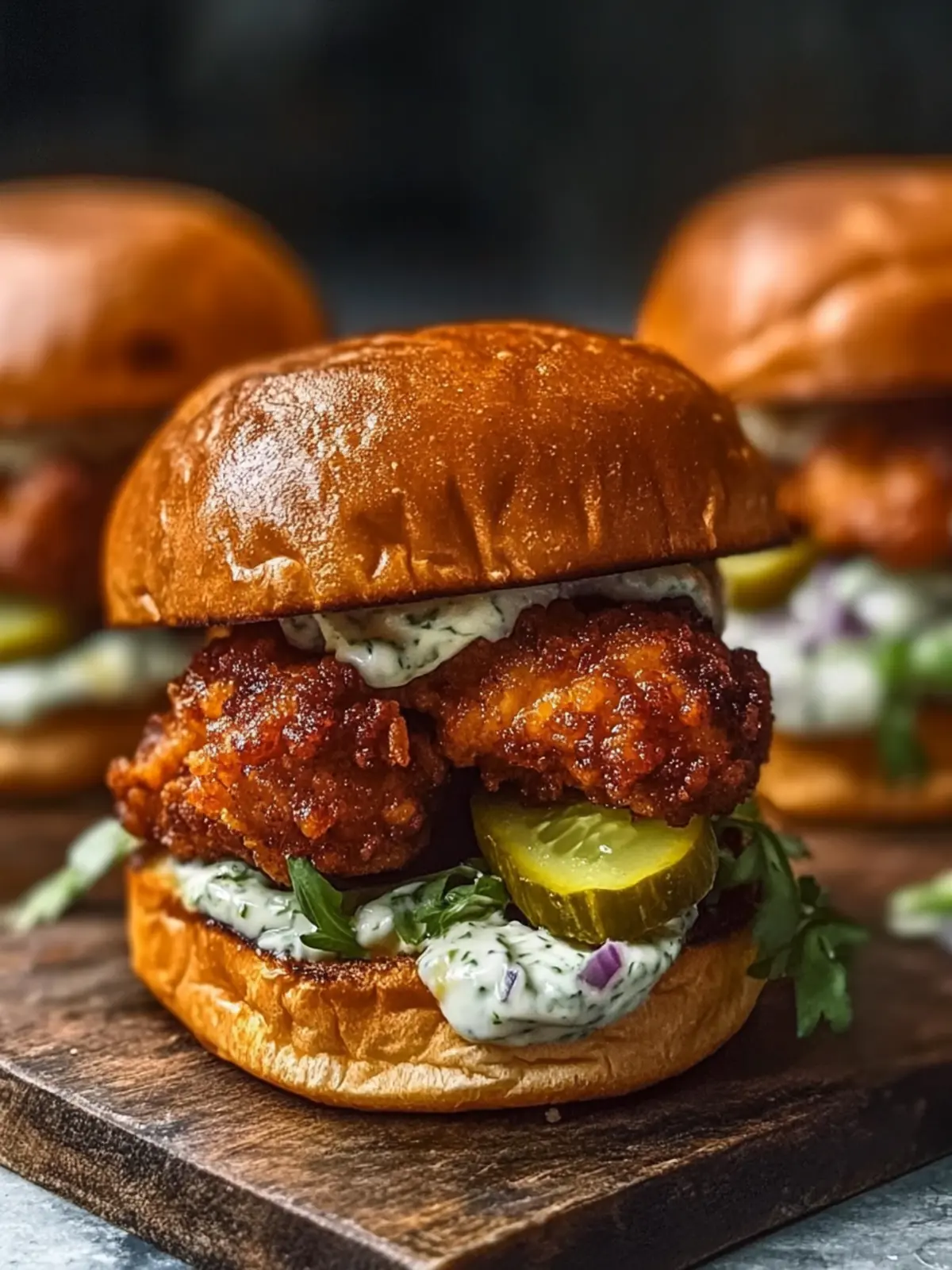 Hot Chicken Sliders with Dill Pickle Aioli
