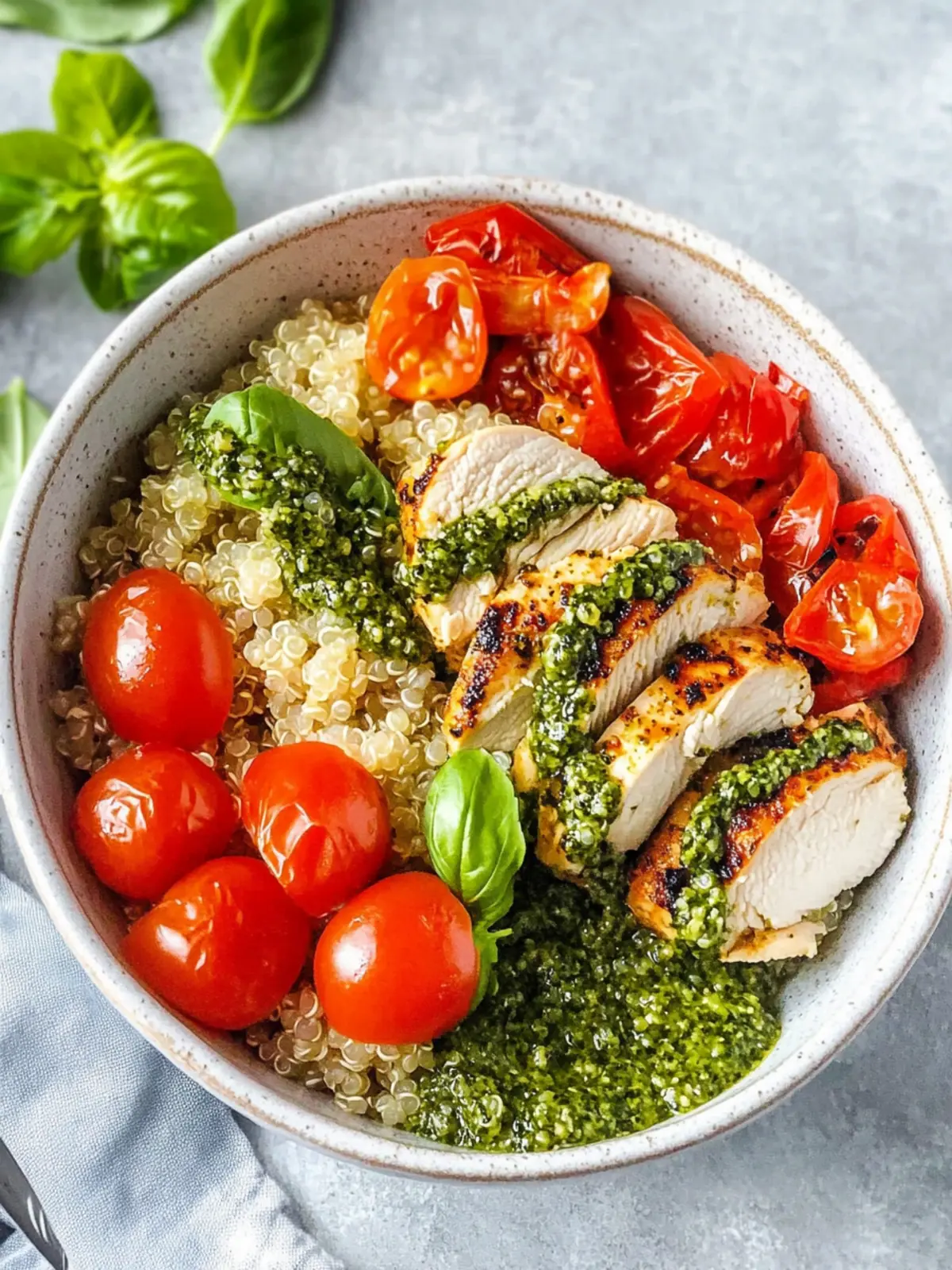 Pesto Chicken Quinoa Bowls