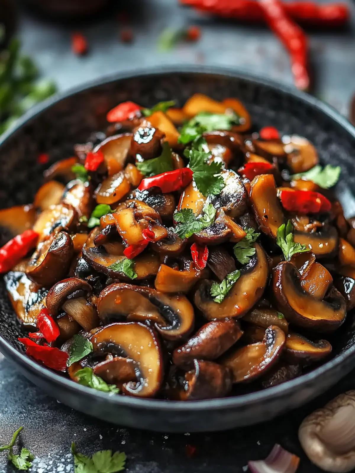 Spicy Indo-Chinese Chilli Mushroom