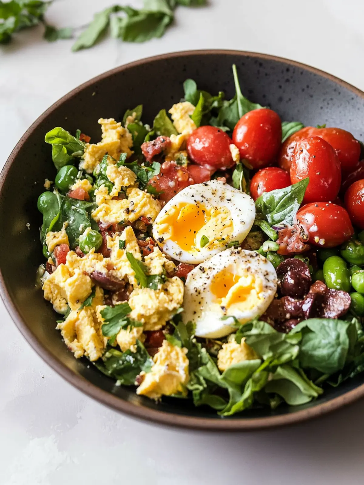 Mediterranean Eggs Breakfast Bowl