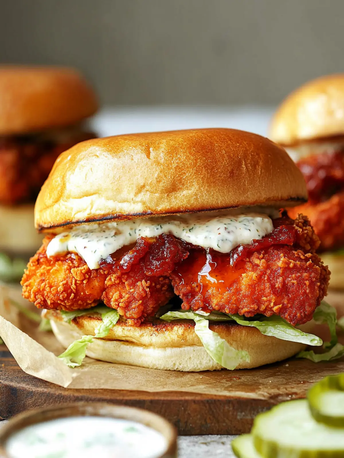 Baked Nashville Hot Chicken Sandwich with Honey
