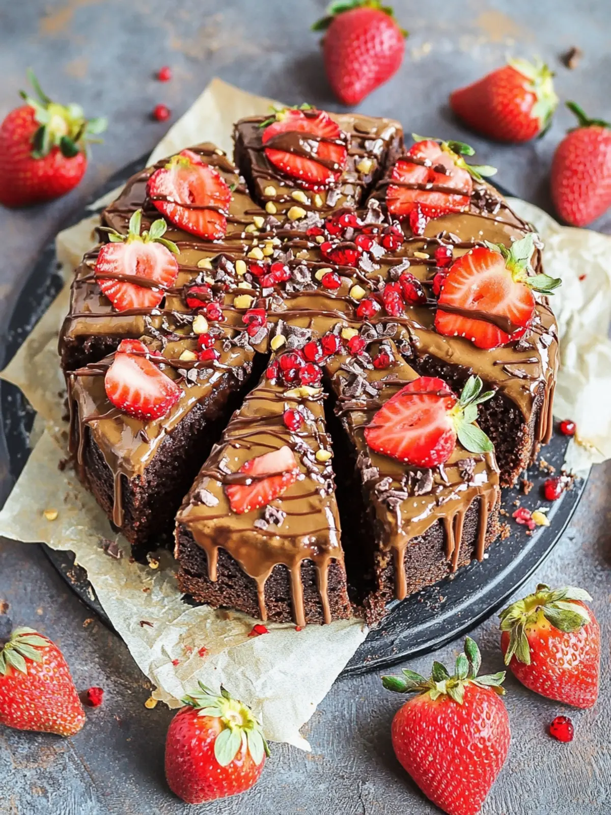 Dubai Chocolate Strawberry Cake