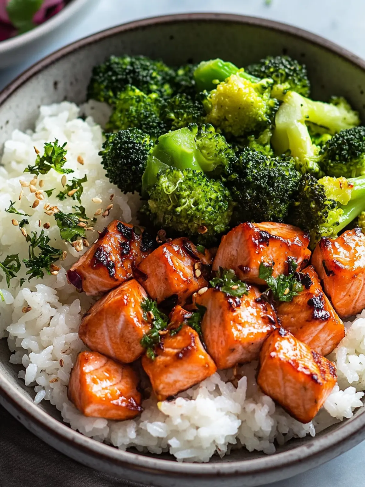 Salmon Bite Bowl with Broccoli