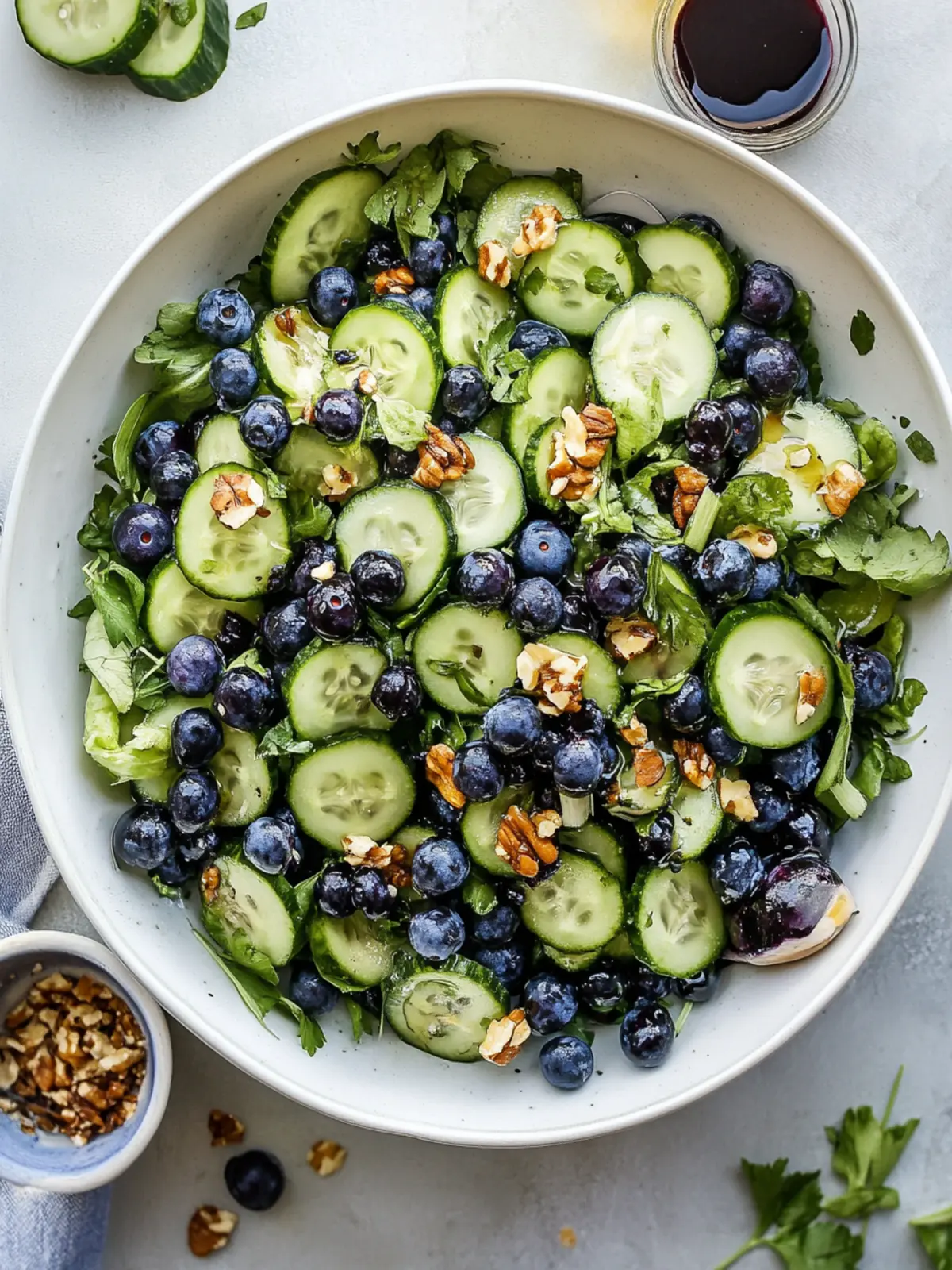 Blueberry Cucumber Summer Salad with Creamy Balsamic Vinaigrette