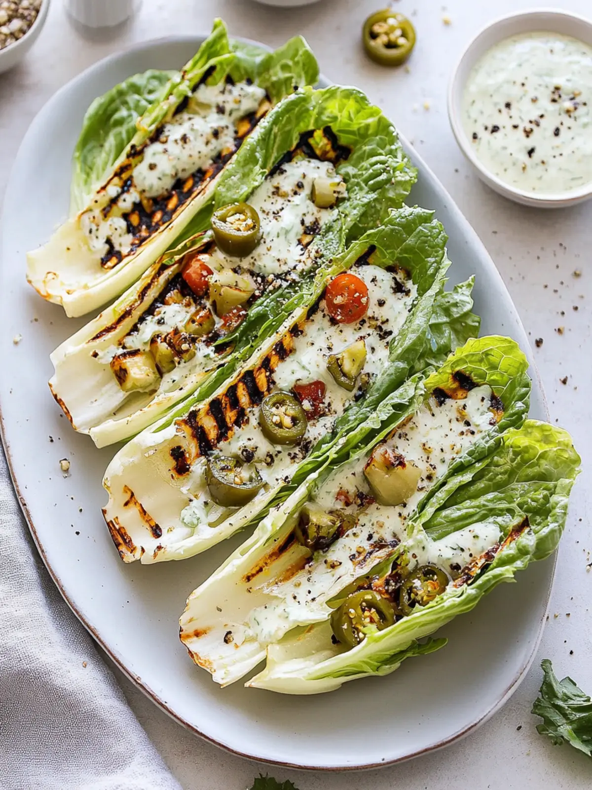 Grilled Romaine Salad with Jalapeno Ranch