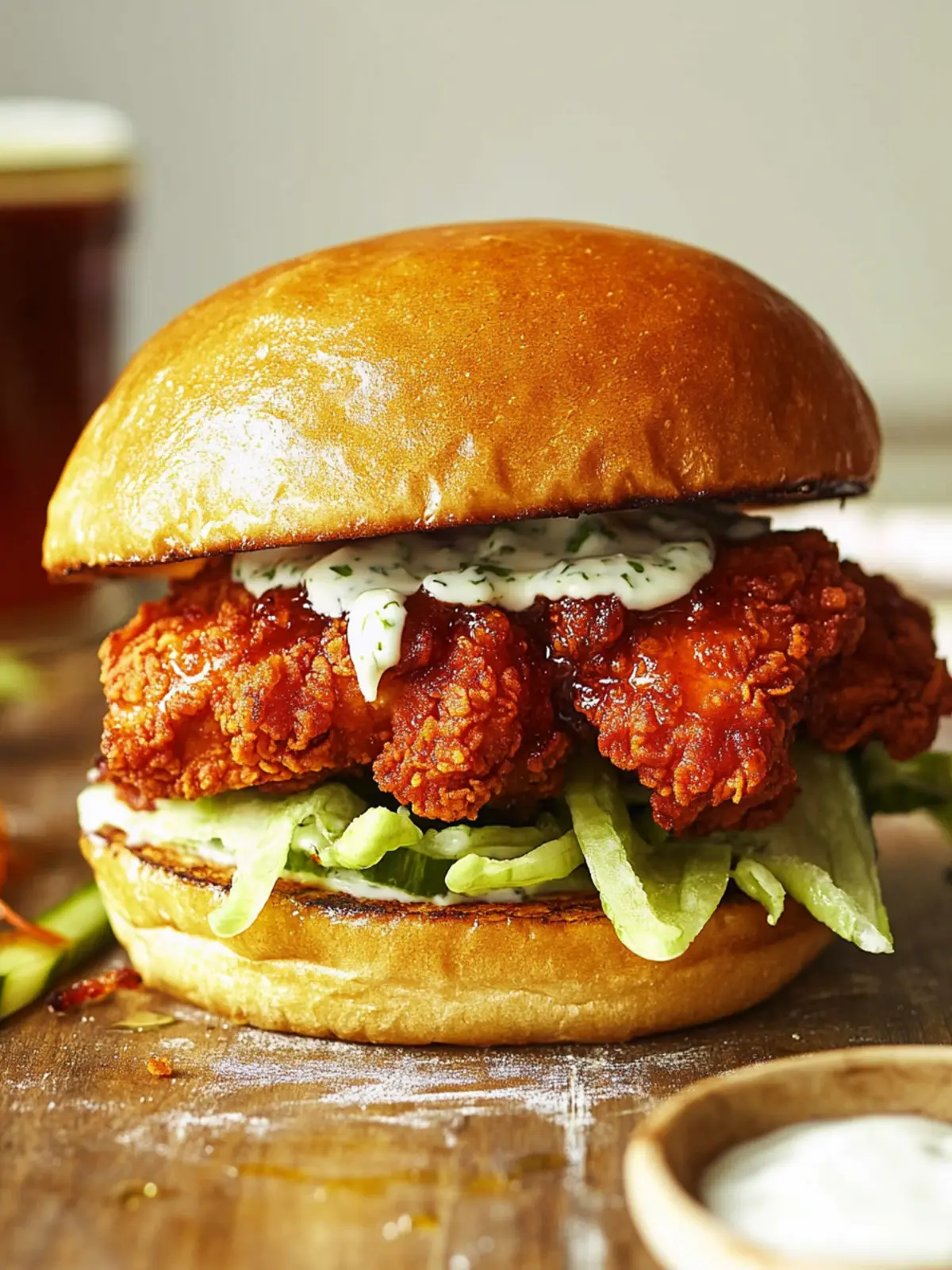 Baked Nashville Hot Chicken Sandwich with Honey