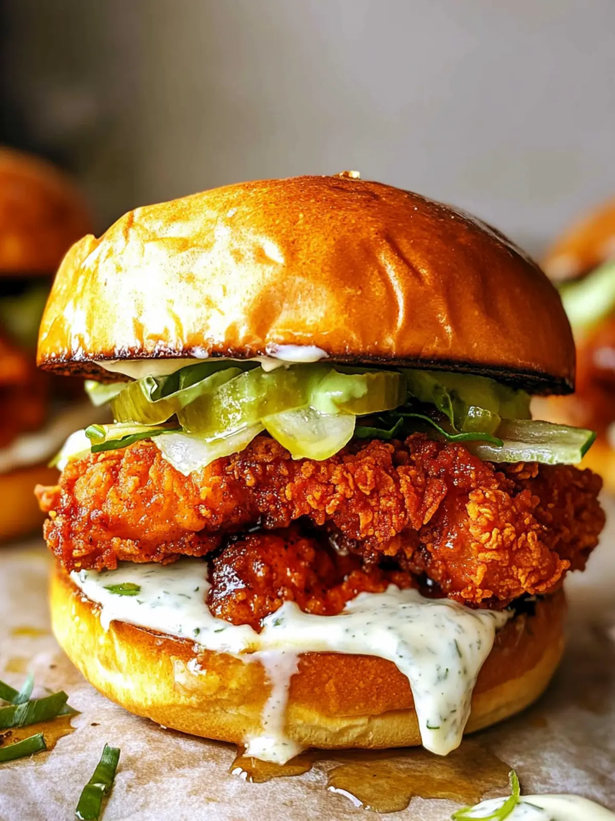 Baked Nashville Hot Chicken Sandwich with Honey