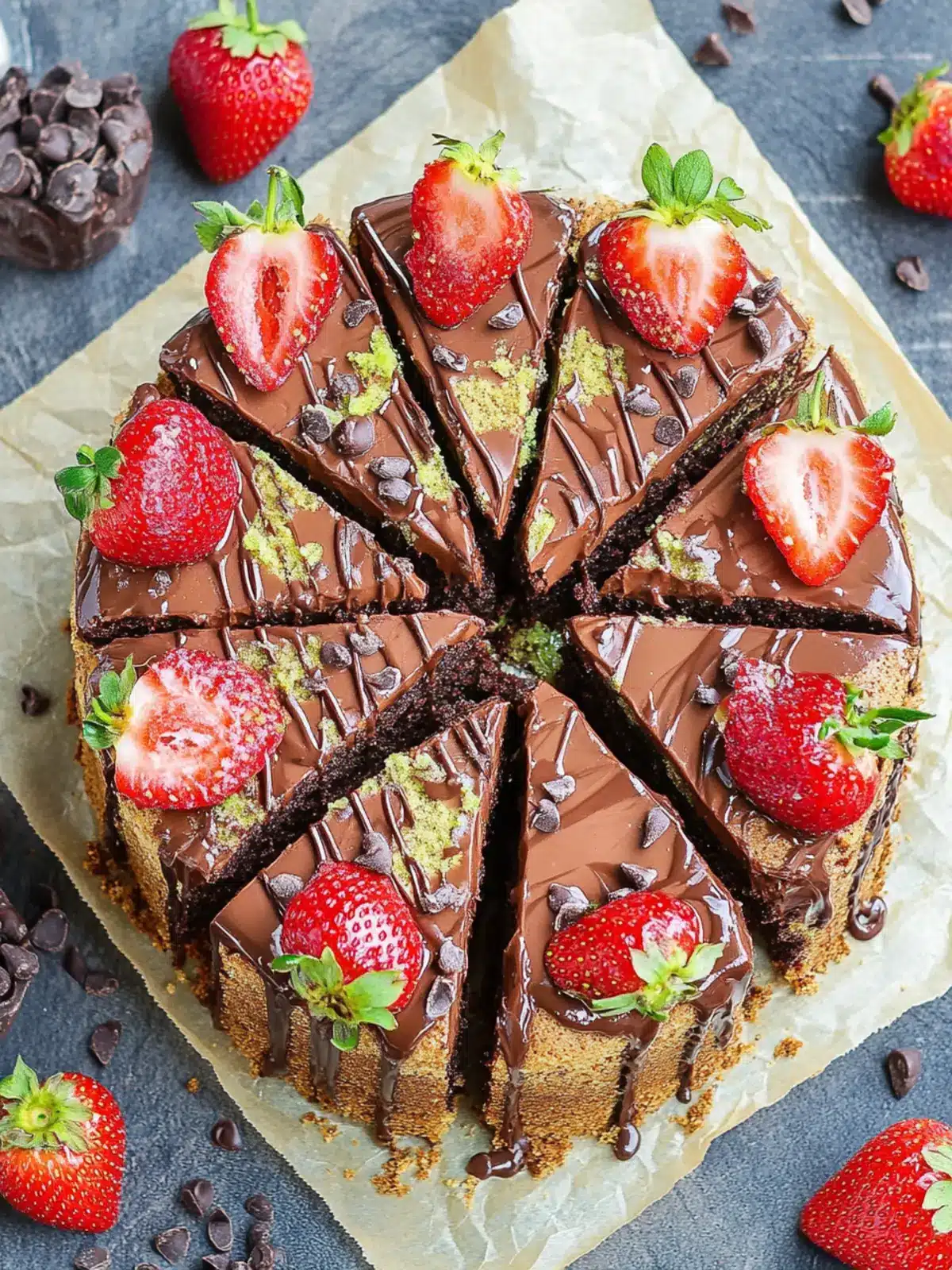 Dubai Chocolate Strawberry Cake