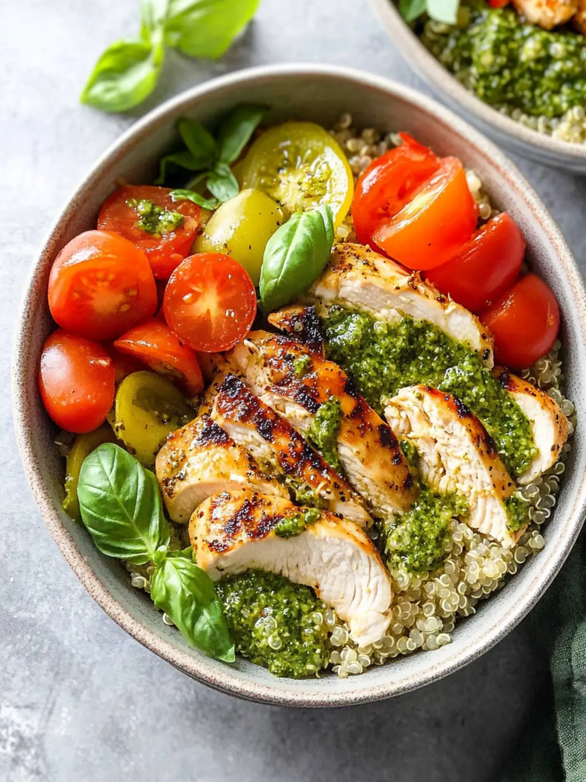 Pesto Chicken Quinoa Bowls