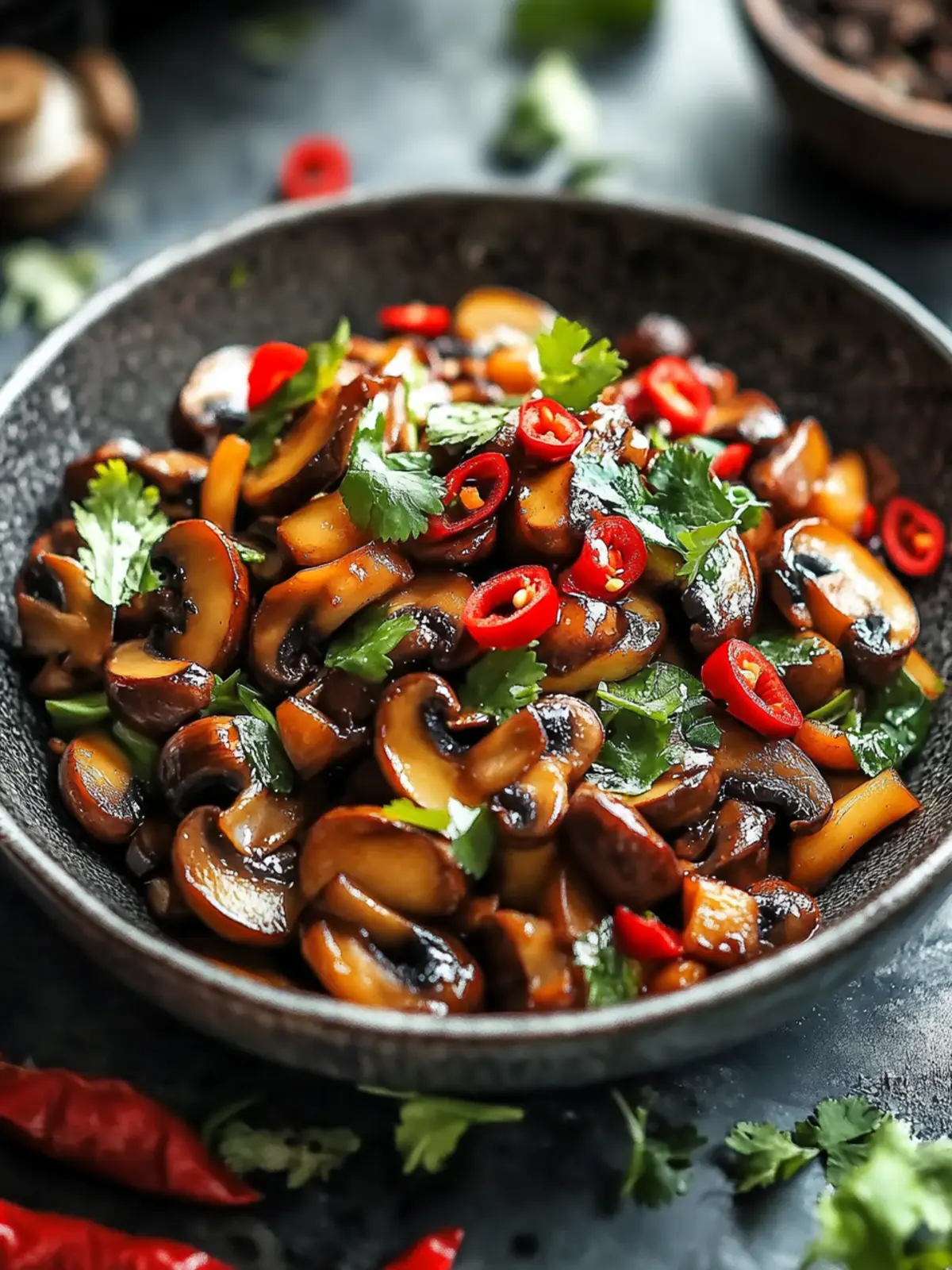 Spicy Indo-Chinese Chilli Mushroom