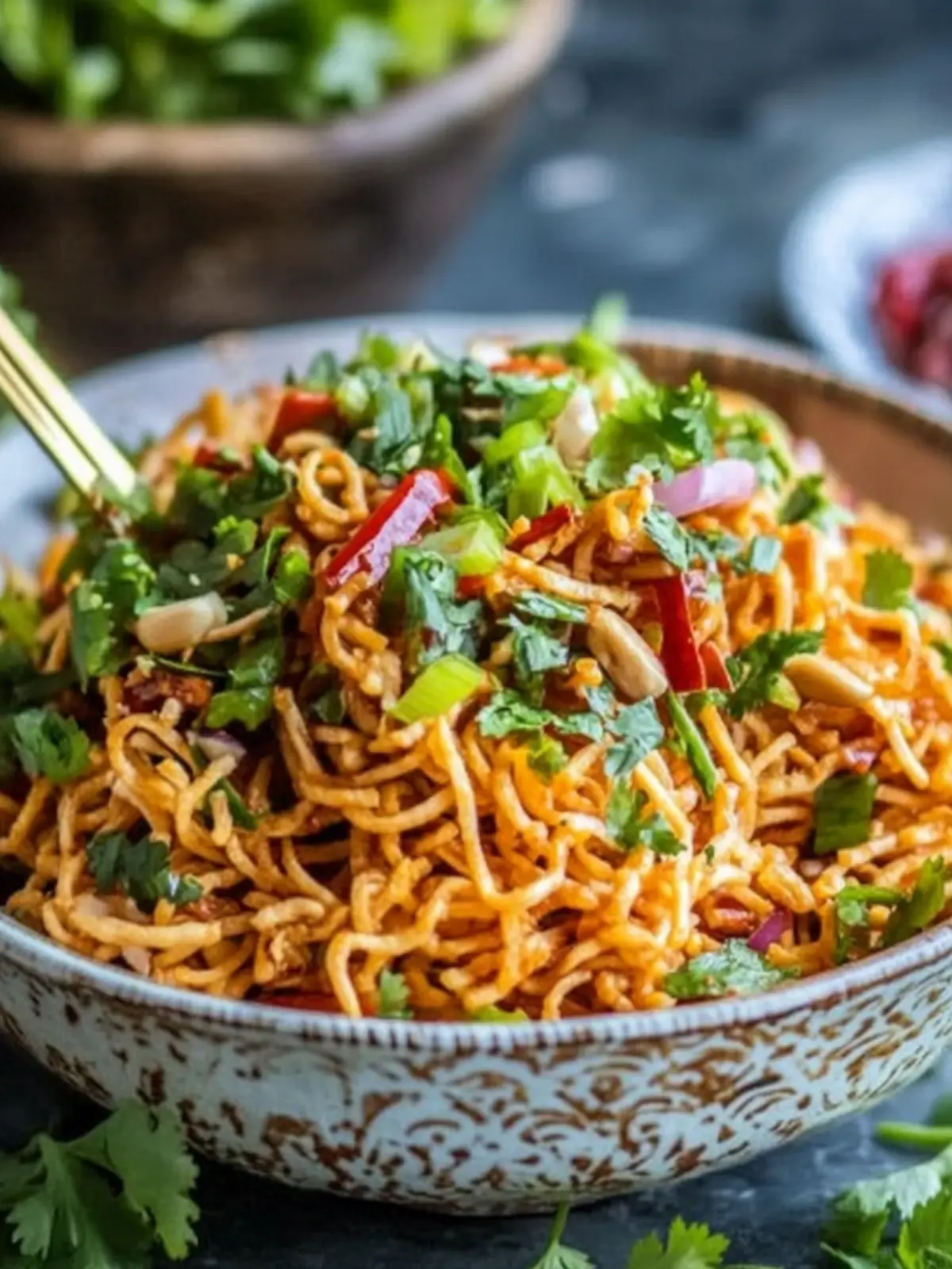 Street-Style Chinese Bhel (Vegan Crispy Noodles Salad)