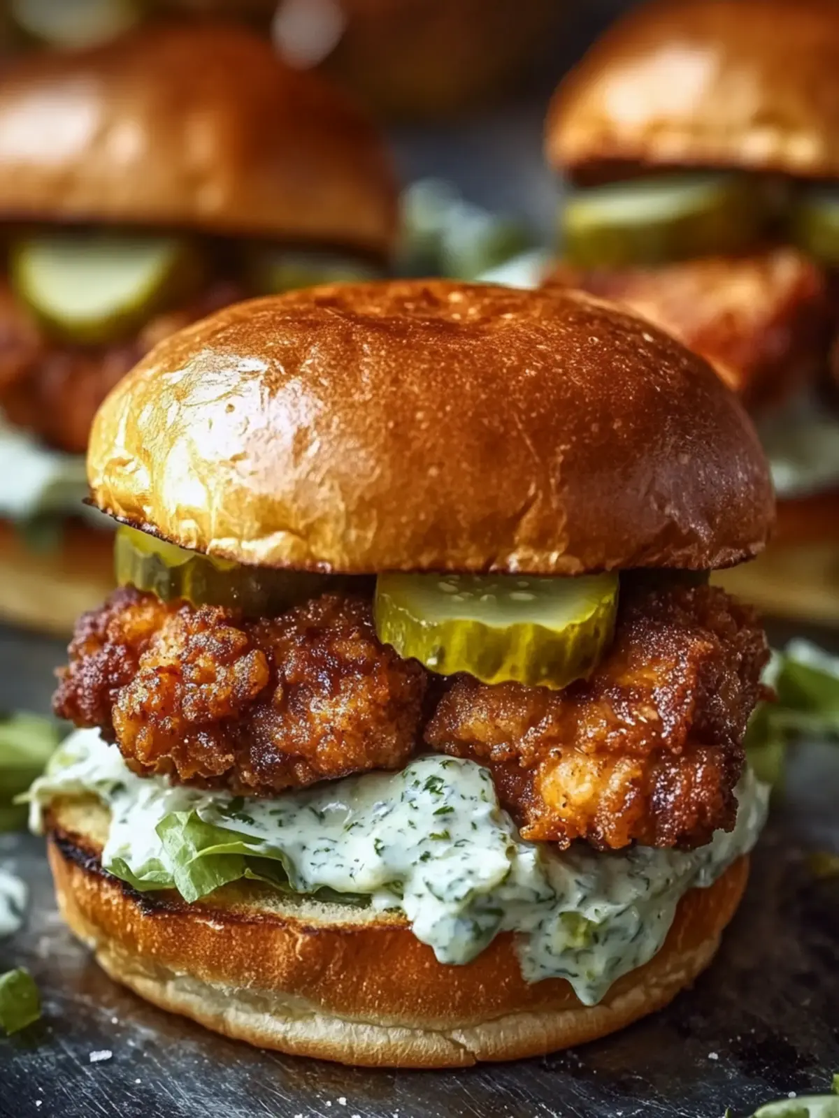 Hot Chicken Sliders with Dill Pickle Aioli