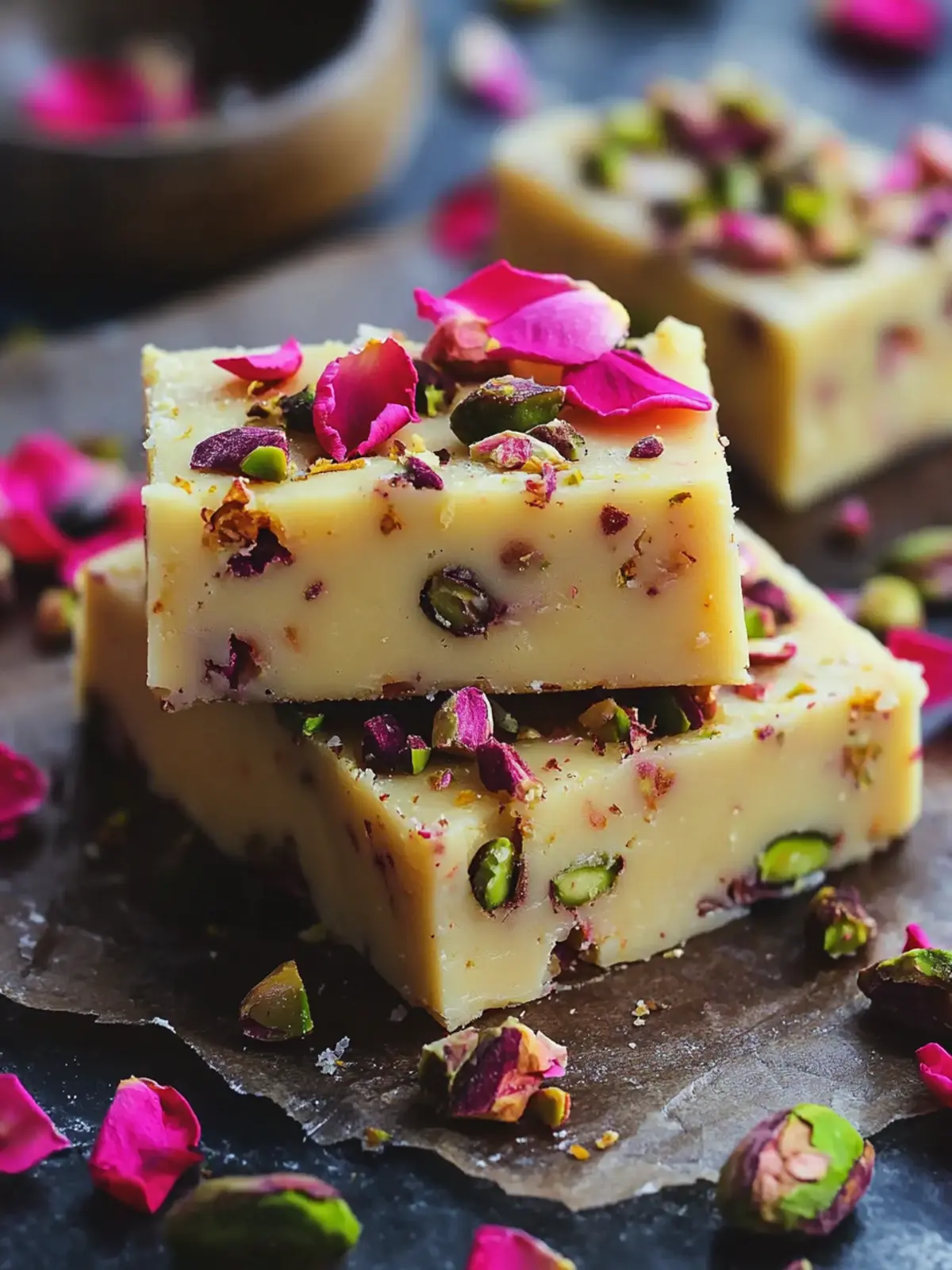 Rose, Pistachio & Saffron Fudge