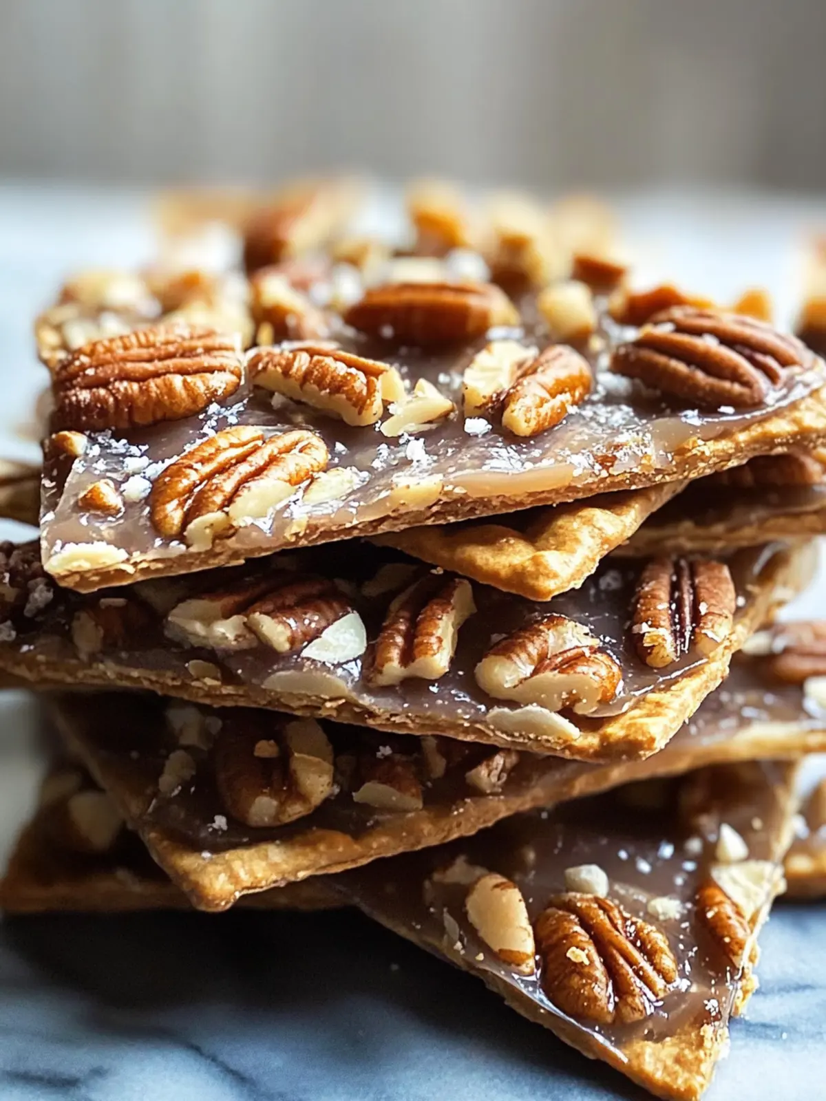 Buttery Pecan Pie Bark with Graham Crackers