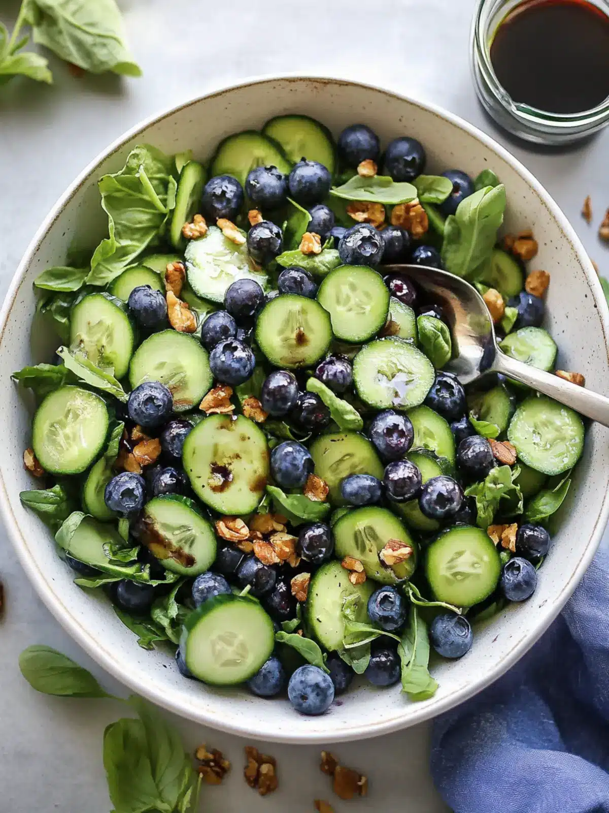 Blueberry Cucumber Summer Salad with Creamy Balsamic Vinaigrette