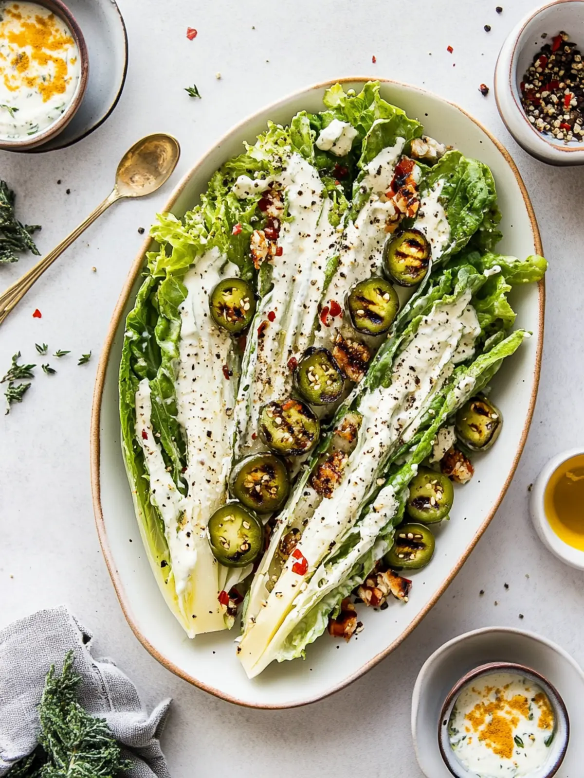 Grilled Romaine Salad with Jalapeno Ranch