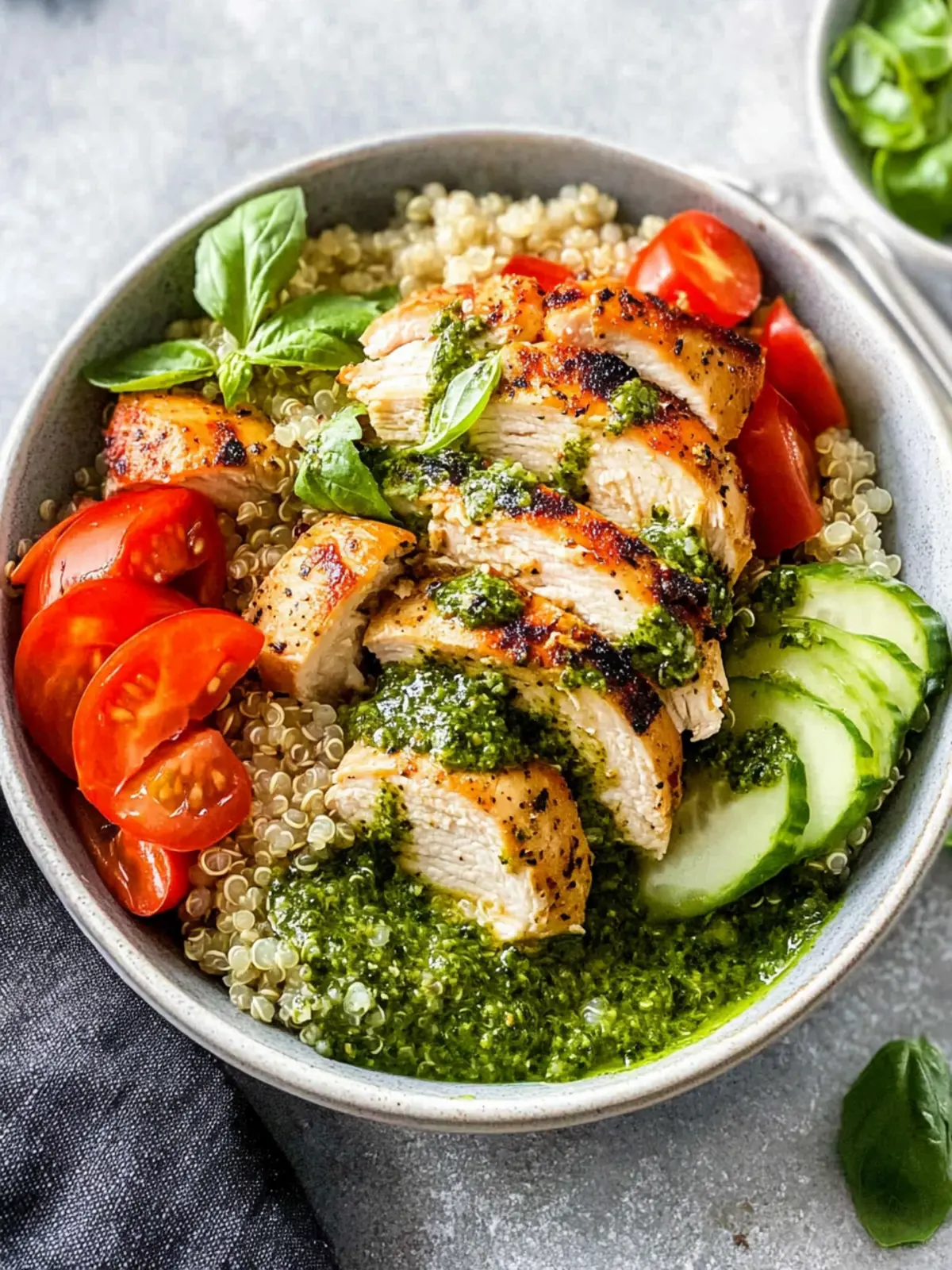 Pesto Chicken Quinoa Bowls