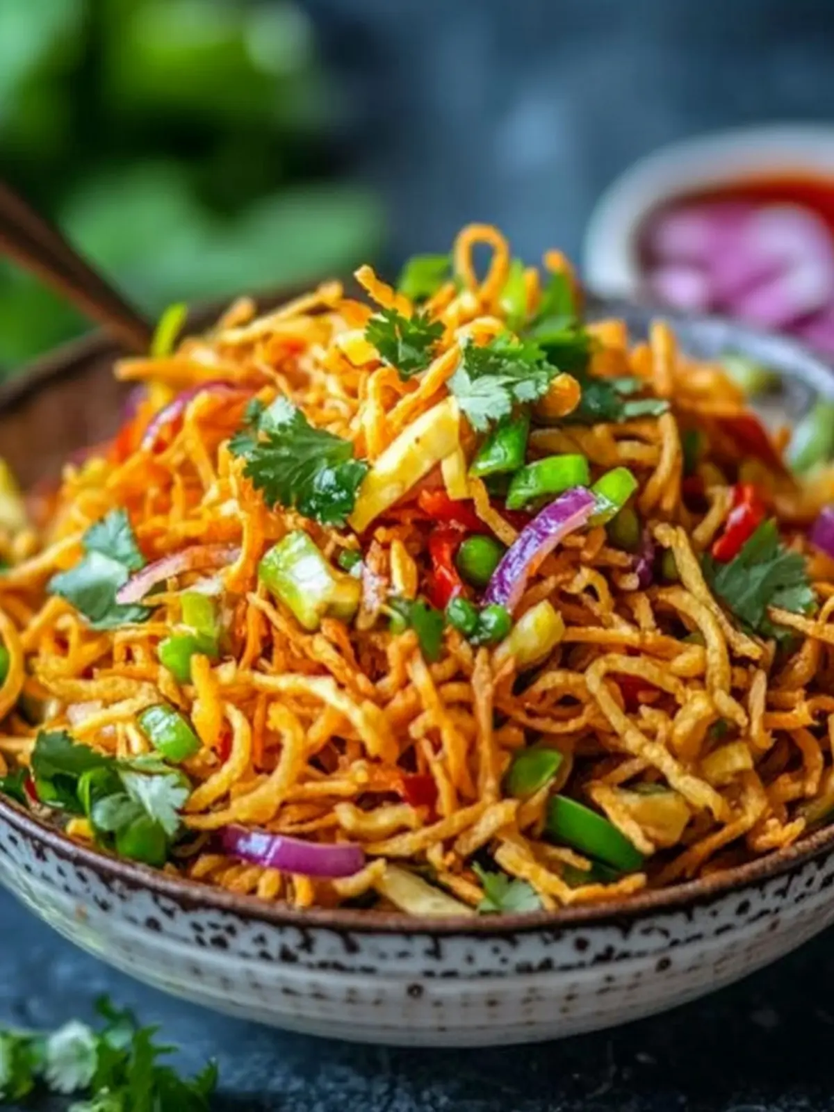 Street-Style Chinese Bhel (Vegan Crispy Noodles Salad)
