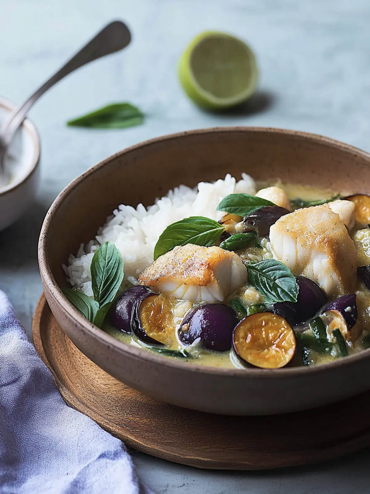 Green Curry With Fish and Eggplant