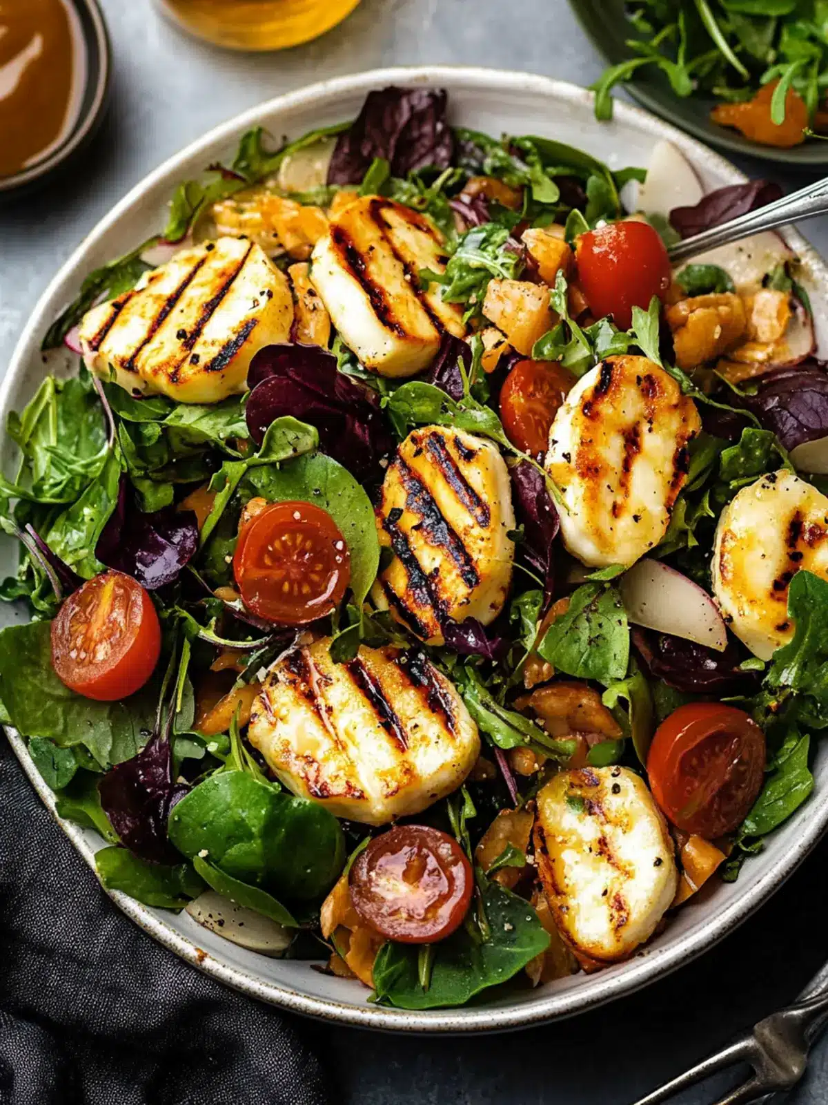 Grilled Halloumi Cheese Salad