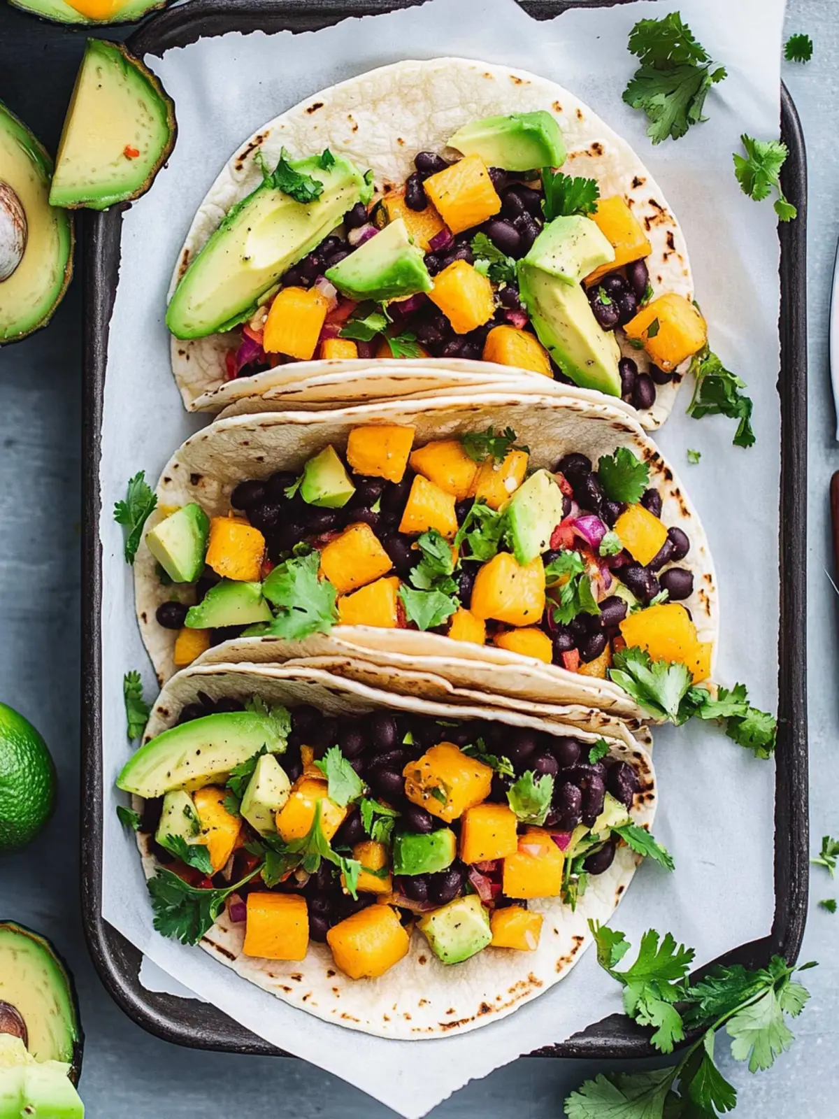 Spicy Mango, Black Bean & Avocado Tacos