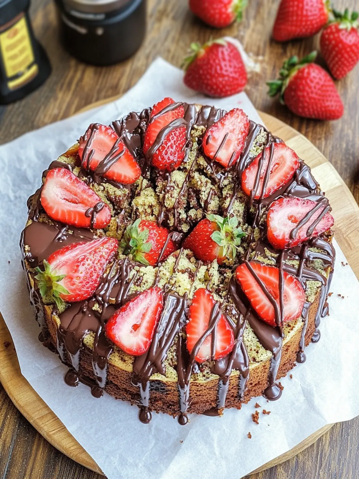 Dubai Chocolate Strawberry Cake