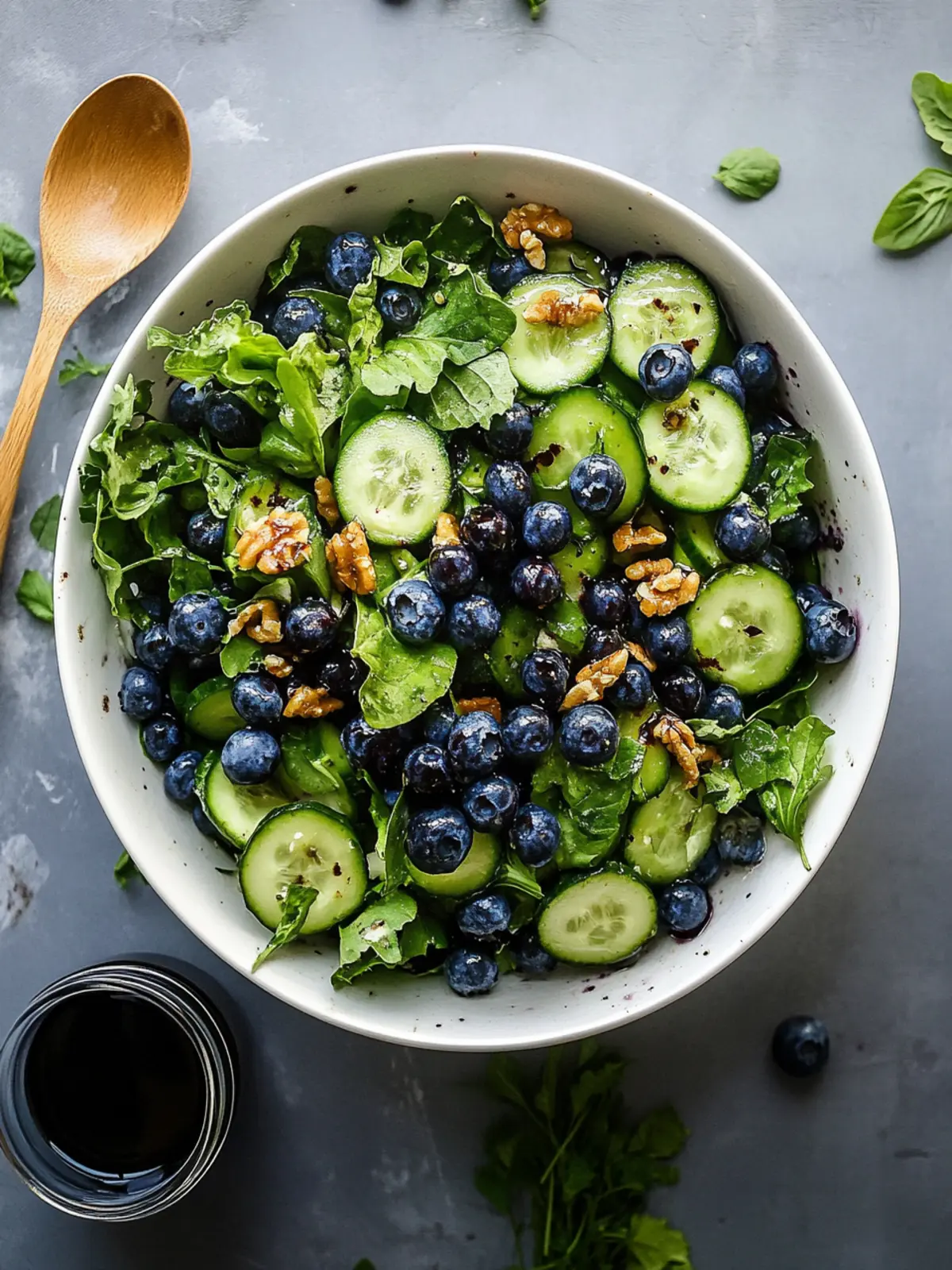 Blueberry Cucumber Summer Salad with Creamy Balsamic Vinaigrette