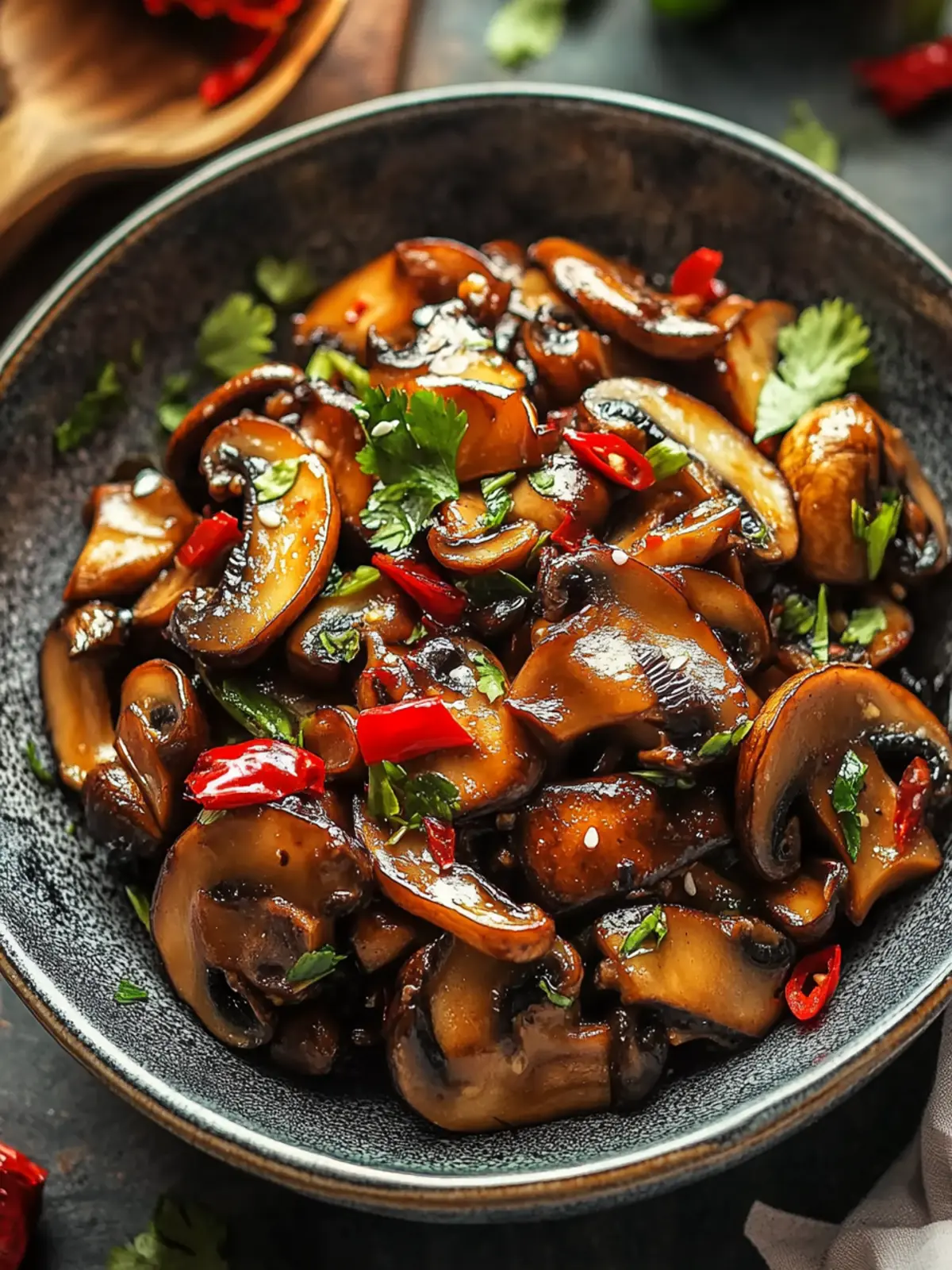 Spicy Indo-Chinese Chilli Mushroom