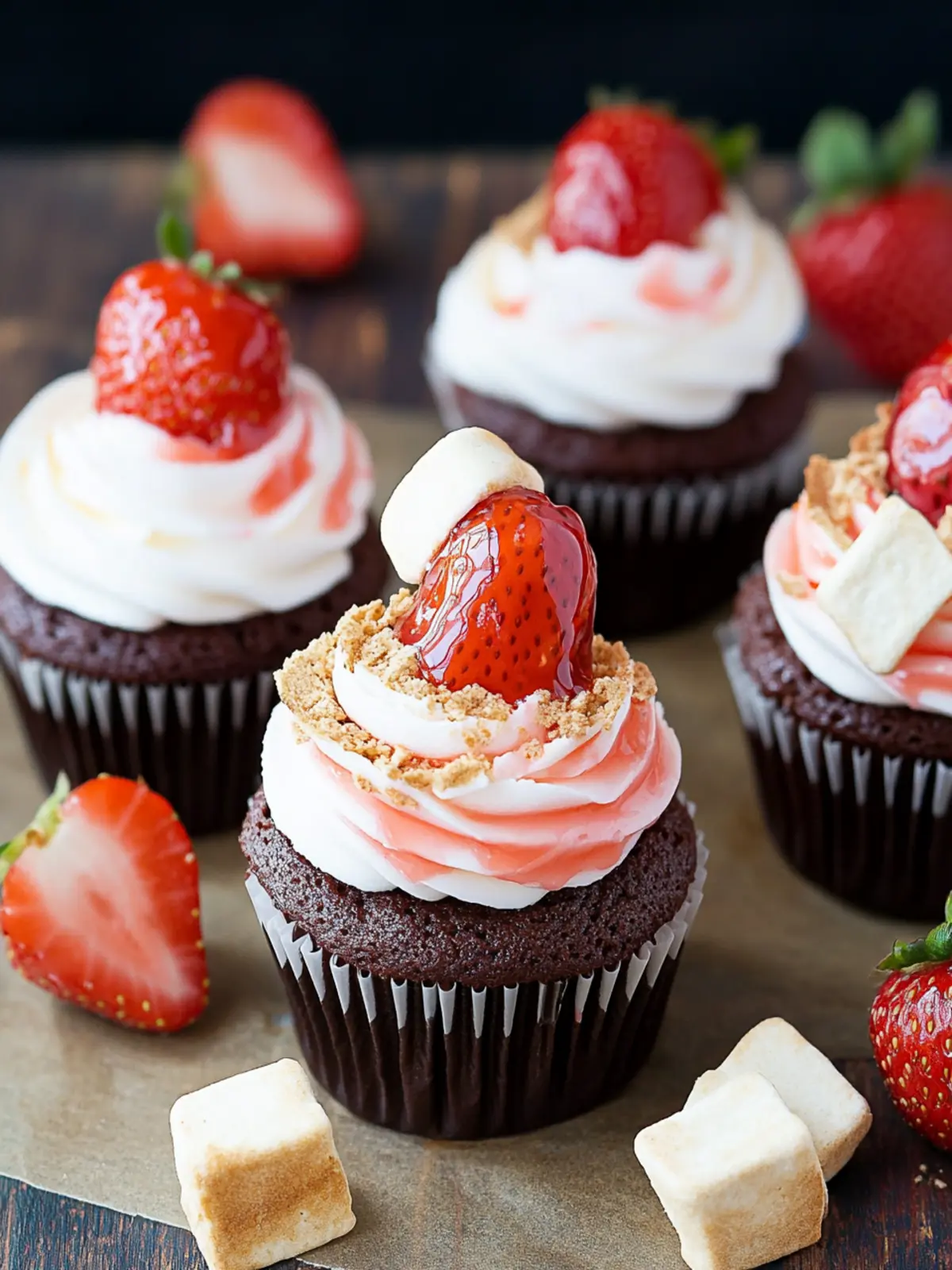 Strawberry S’mores Cupcakes