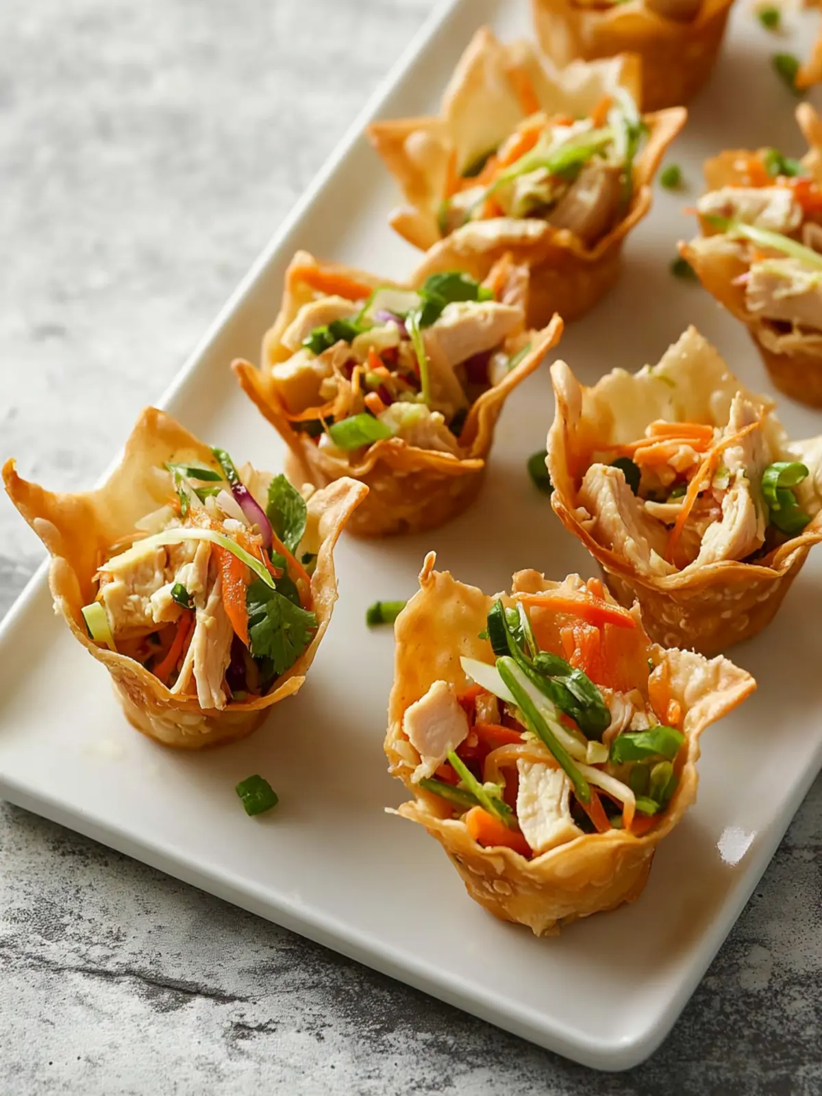 Asian Chicken Salad in Crispy Wonton Cups