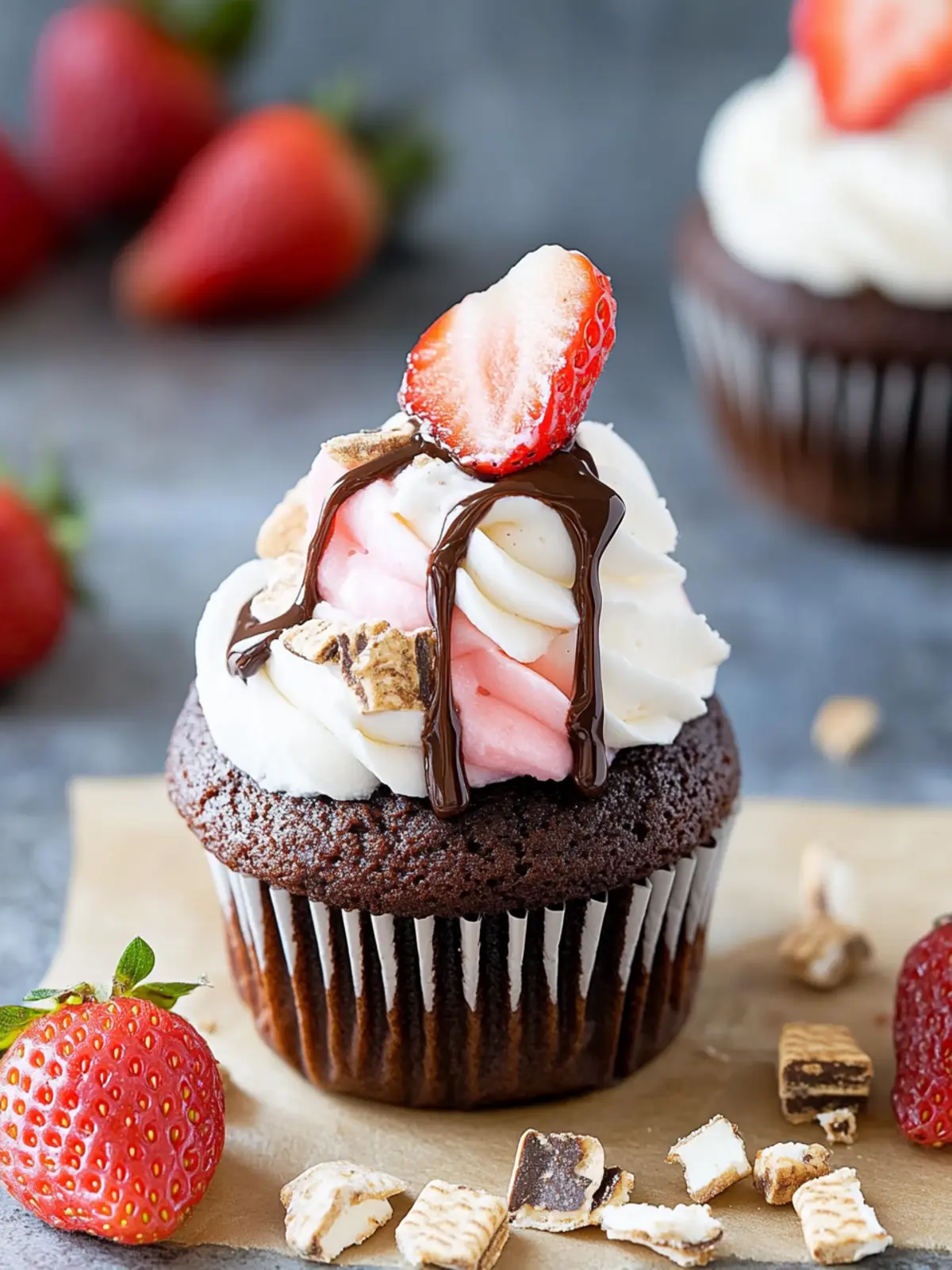 Strawberry S’mores Cupcakes