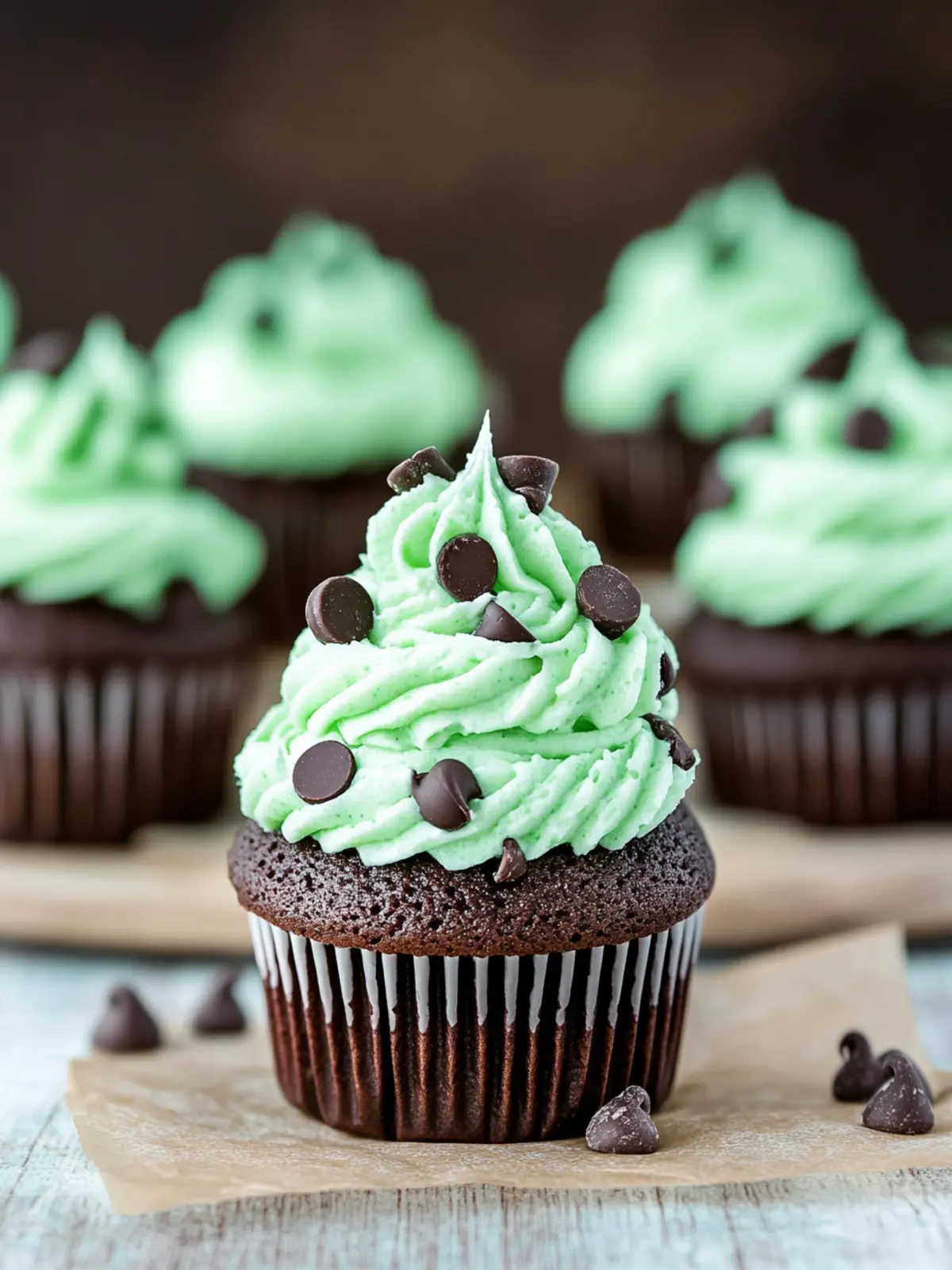 Mint Chocolate Chip Ice Cream Cupcakes